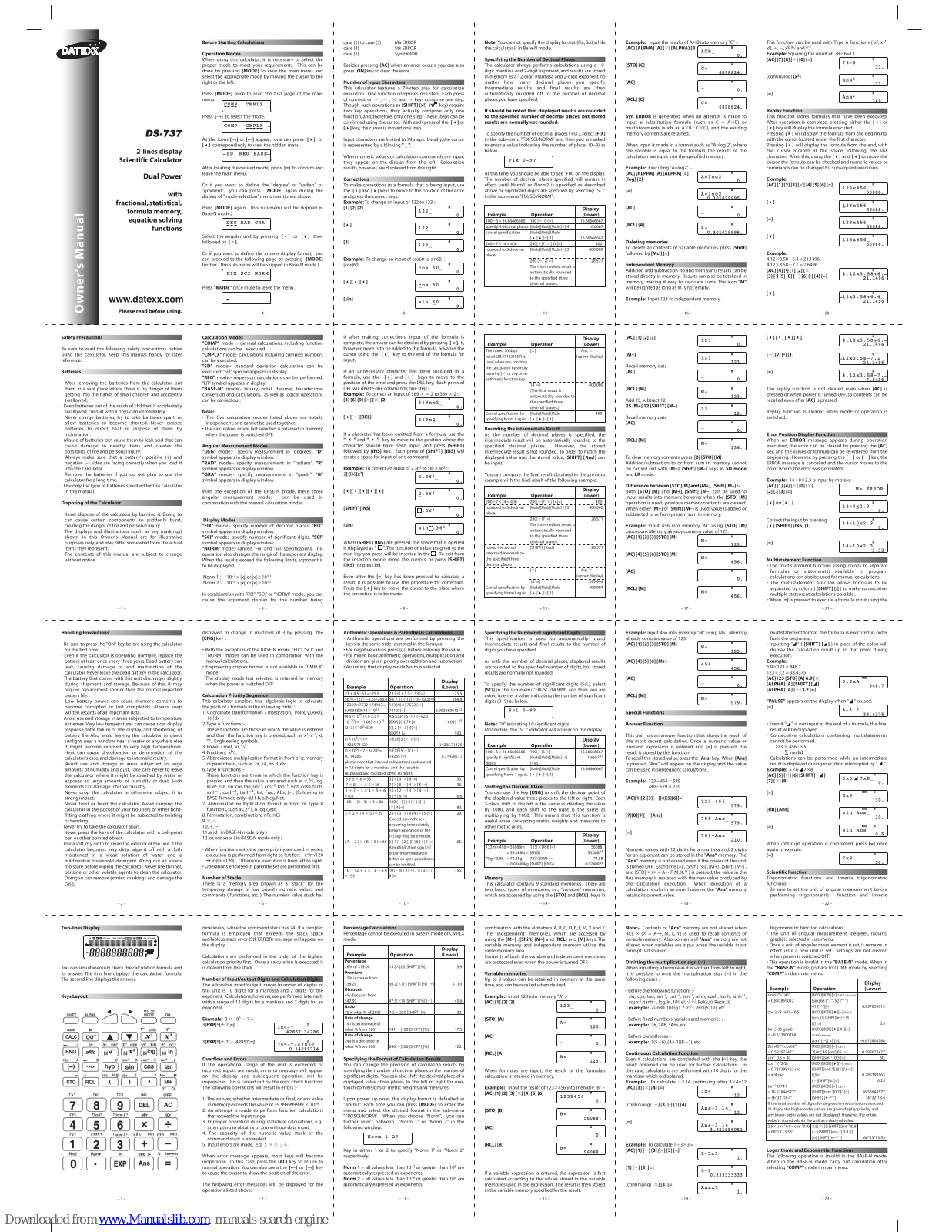 Datexx DS-737 Owner's Manual