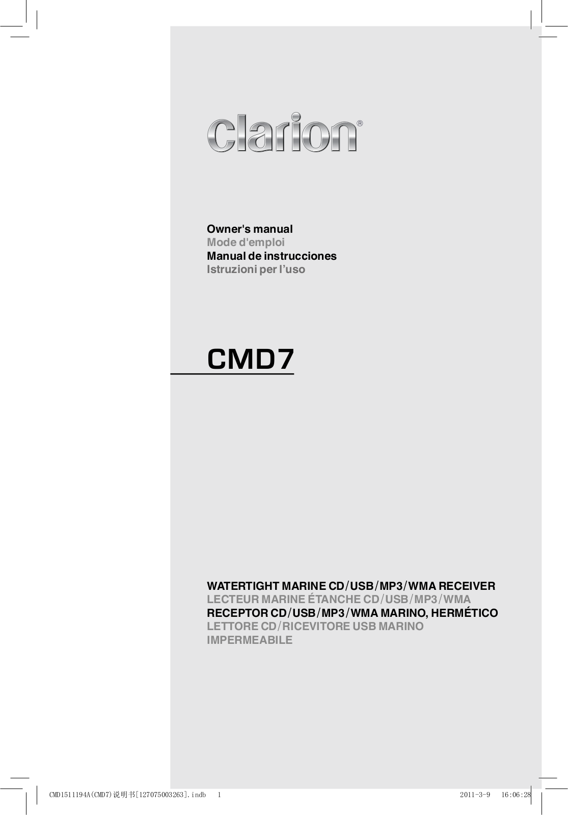 Clarion CMD7 Owner’s manual