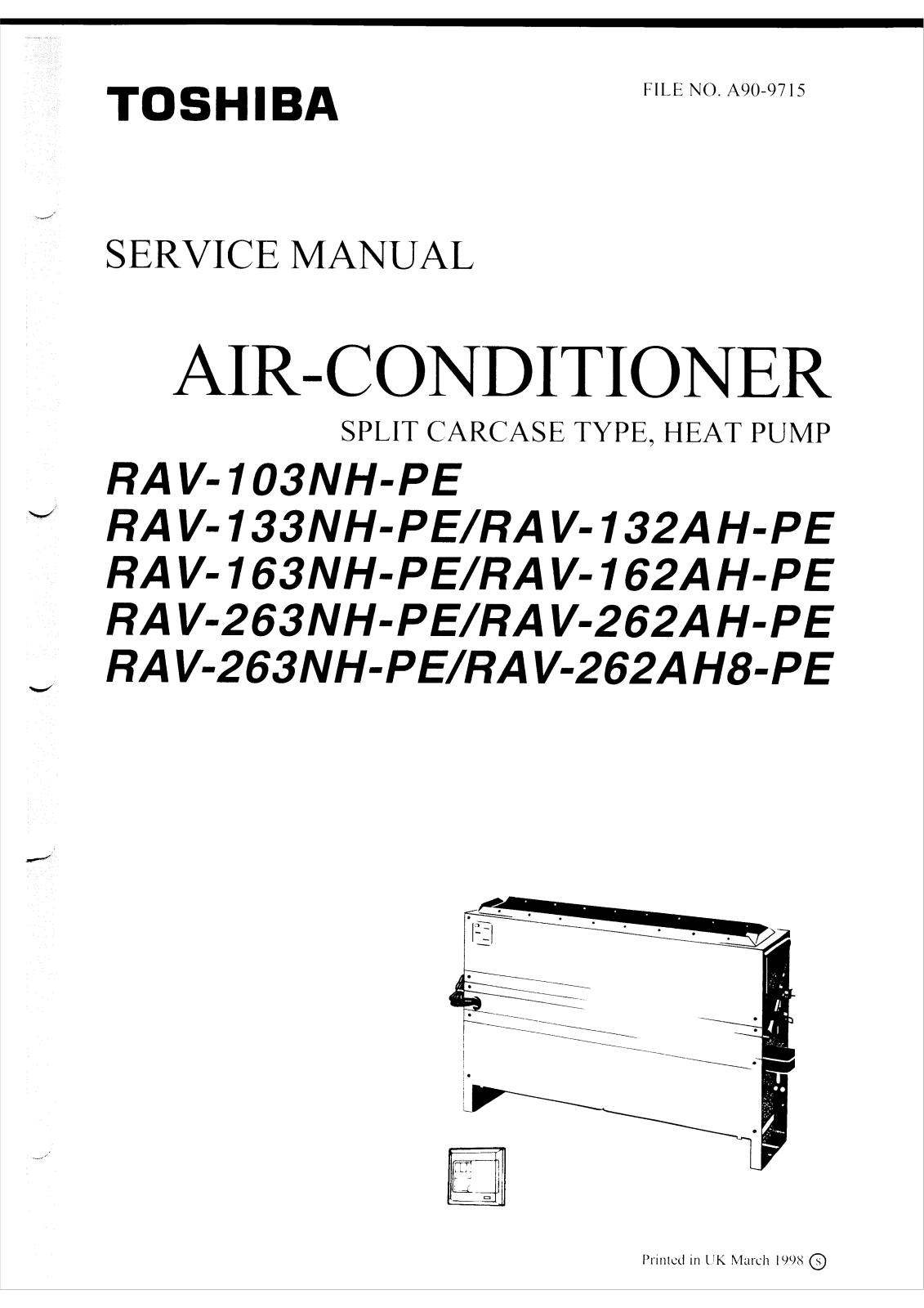 Toshiba RAV-263NH-PE, RAV-103NH-PE, RAV-163NH-PE, RAV-133NH-PE SERVICE MANUAL