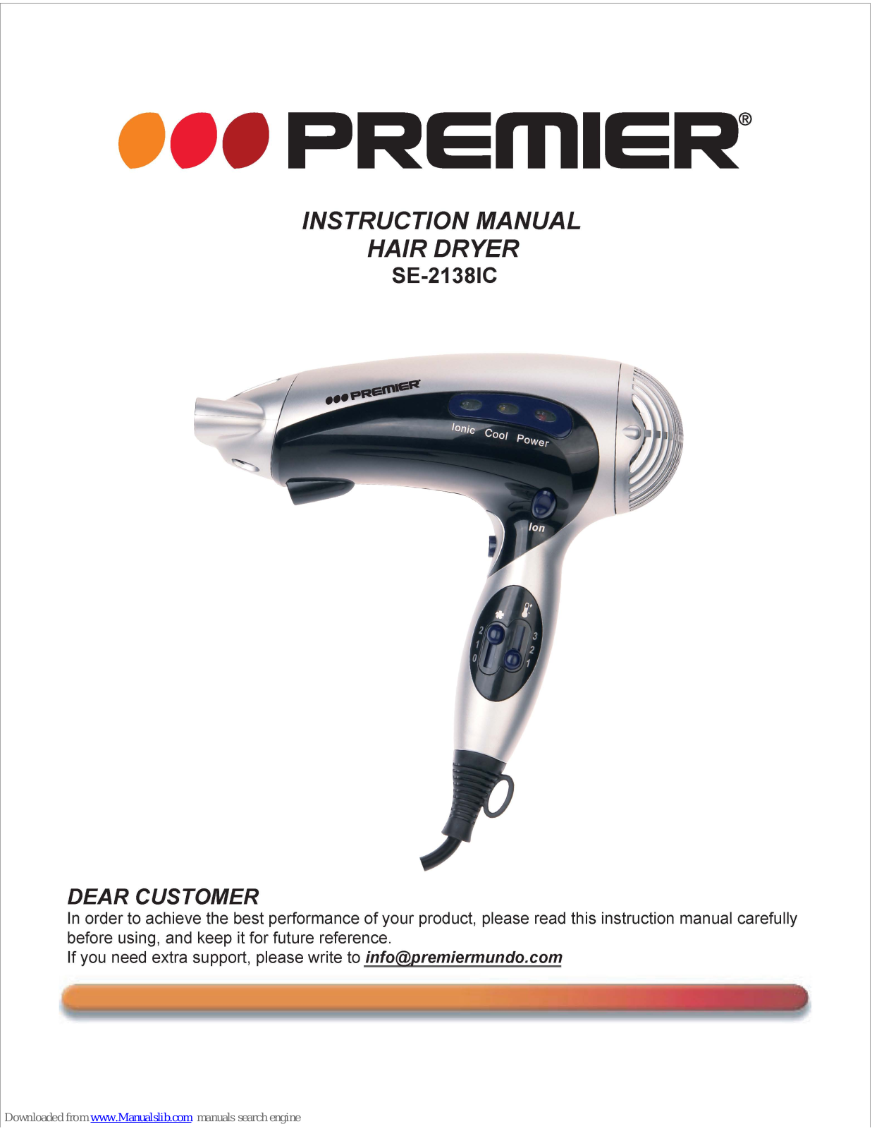 Premier SE-2138IC Instruction Manual - ManualMachine.com