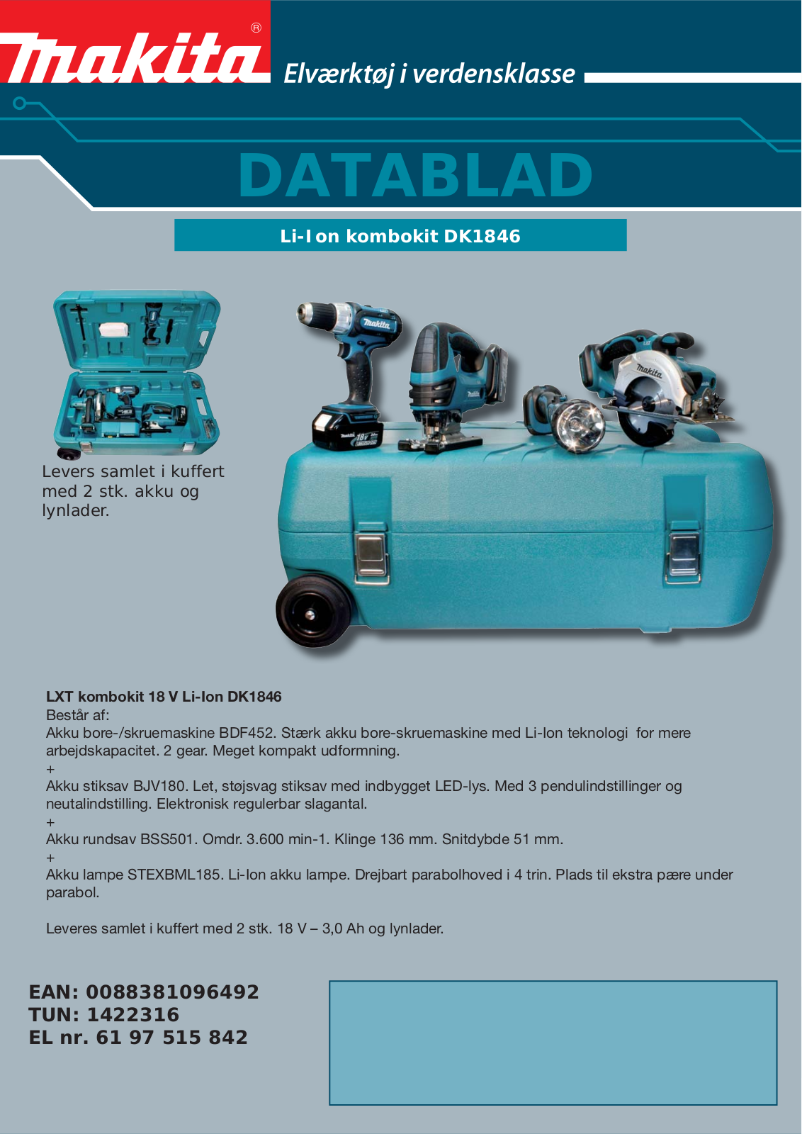 Makita DK1846 DATASHEET