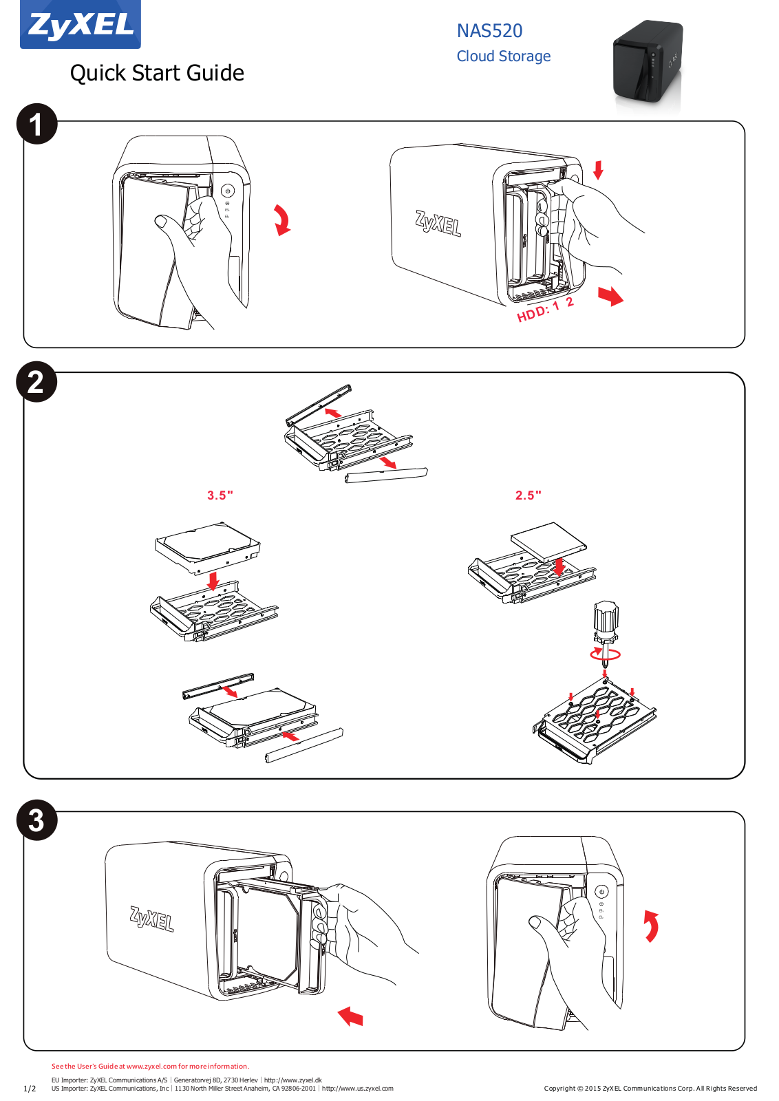 ZyXEL NAS520 Quick Start Manual