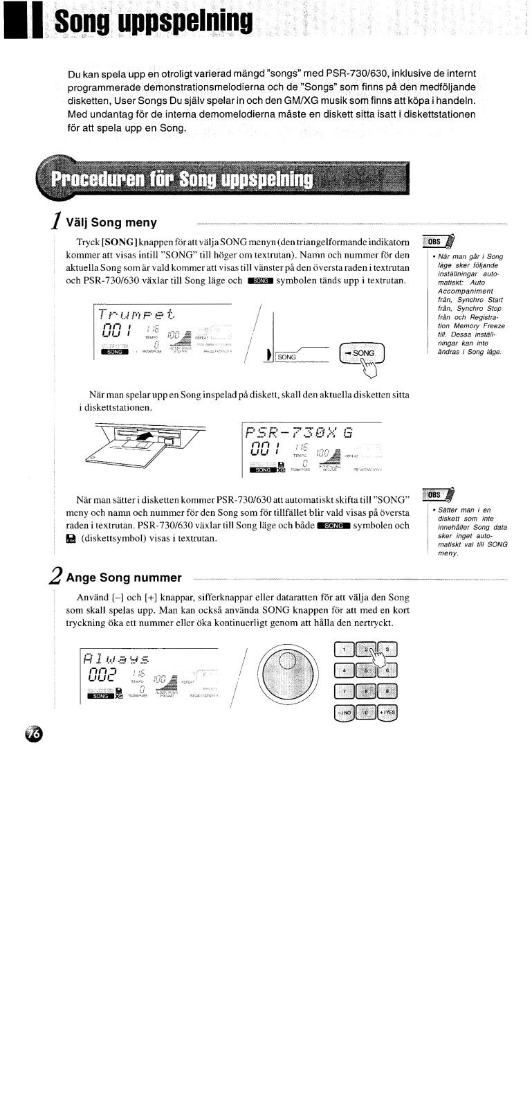 Yamaha PSR-730, PSR-630 User Manual