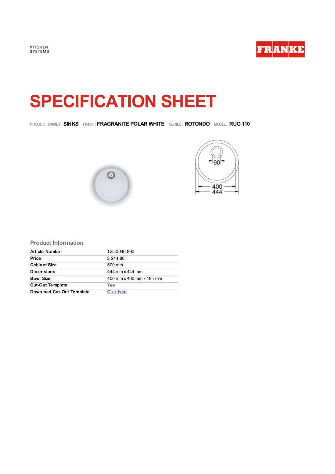 Franke Foodservice RUG 110 User Manual