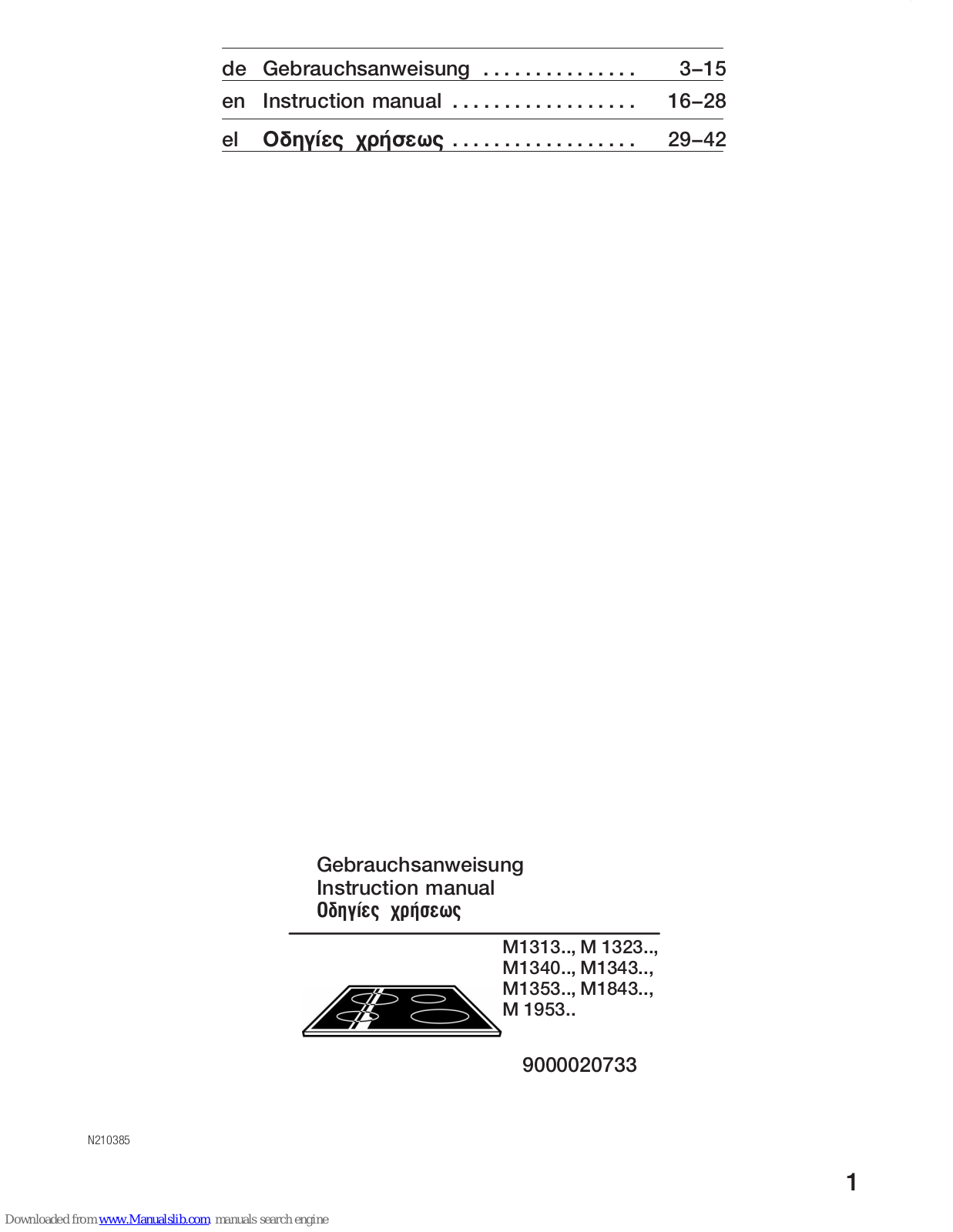 NEFF M1313, M1323, M1340, M1343, M1353 Instruction Manual