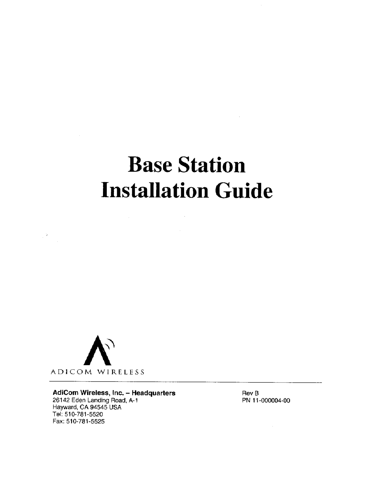 Adicom Wireless BRFM PCS User Manual