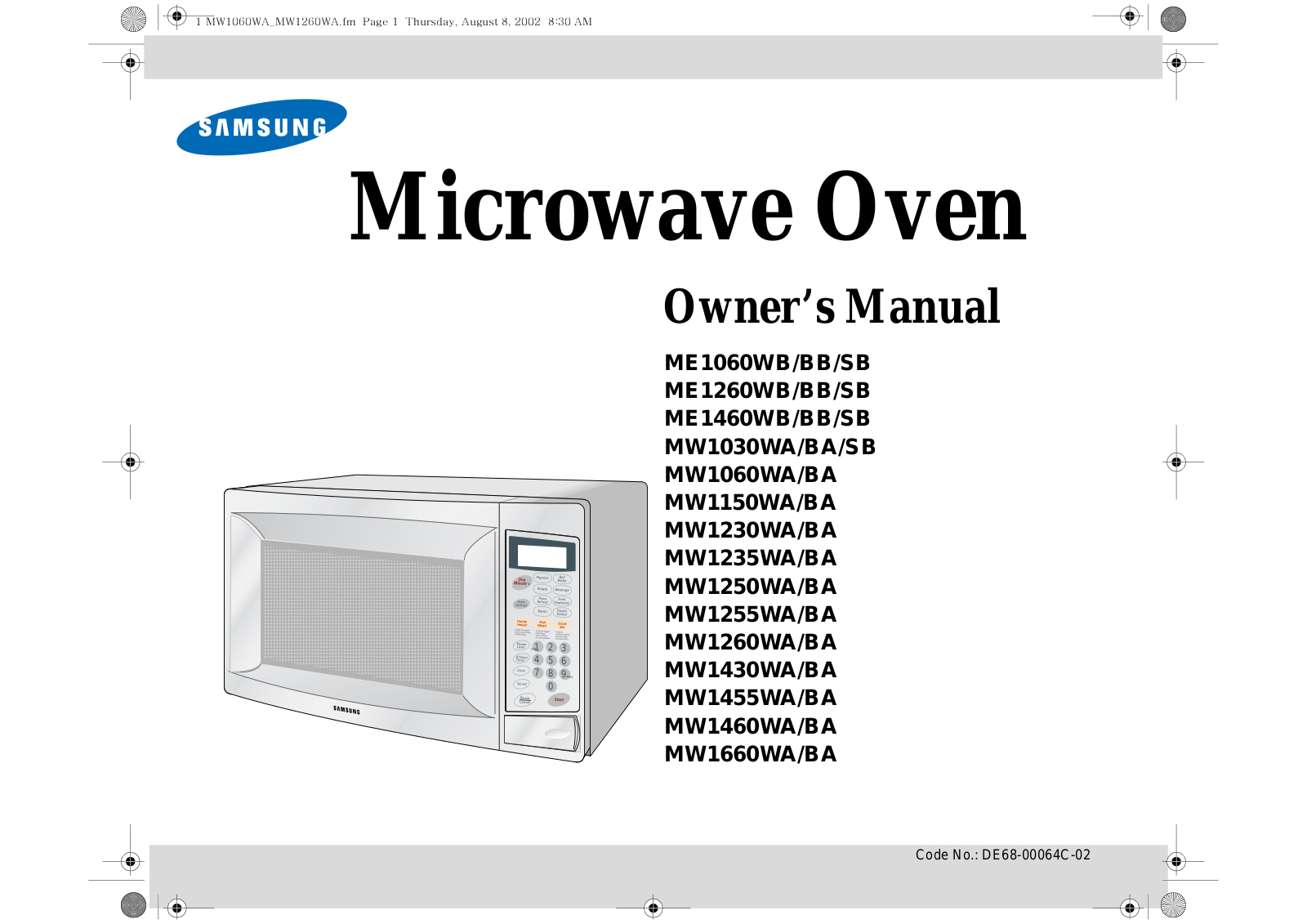 Samsung MW1260WA, MW1250BA, MW1235BA, MW1060WA, MW1030SB User Manual