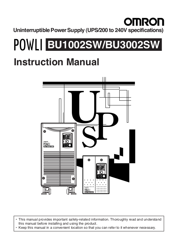 Omron BU1002SW, BU3002SW User Manual