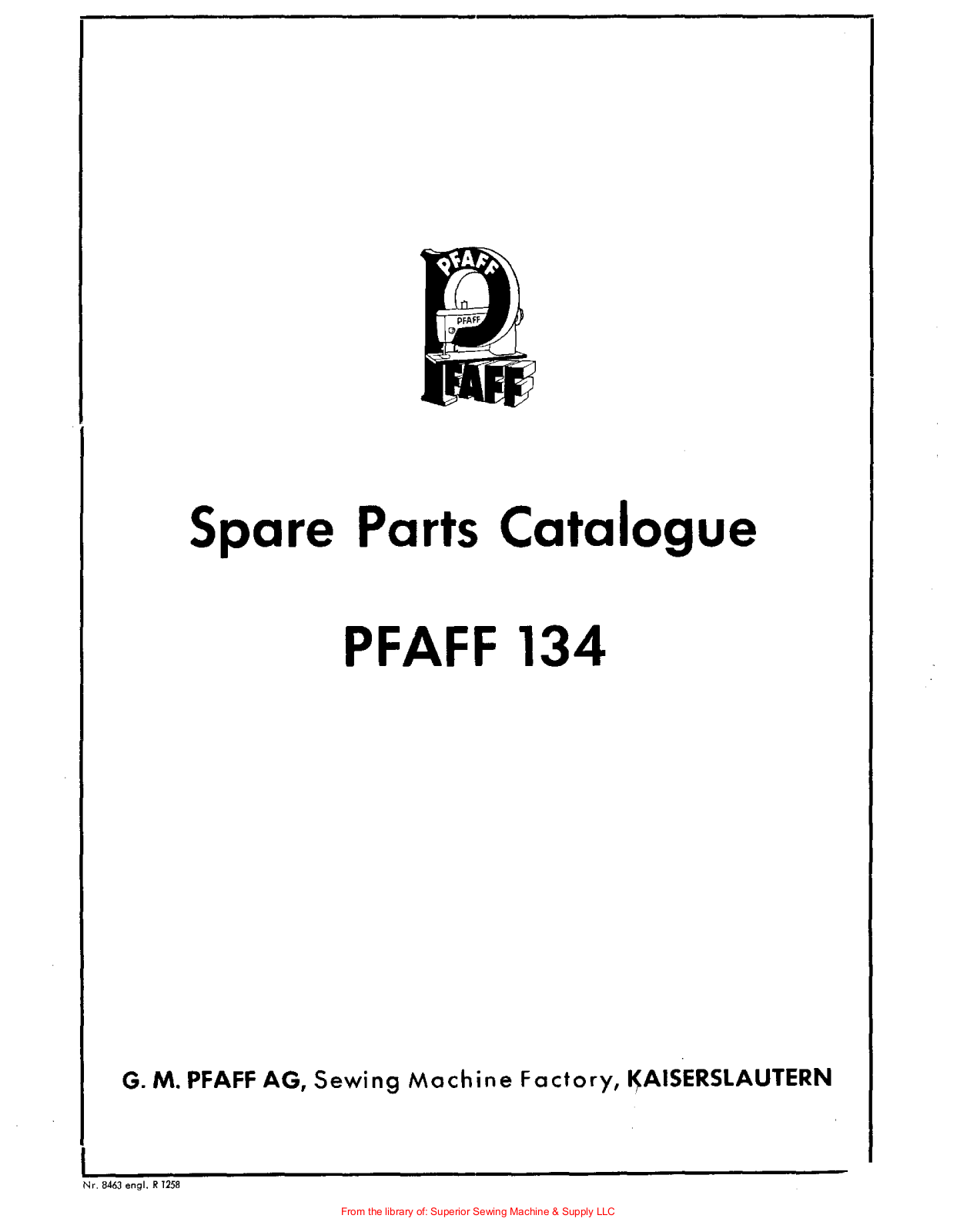 Pfaff 134 Manual