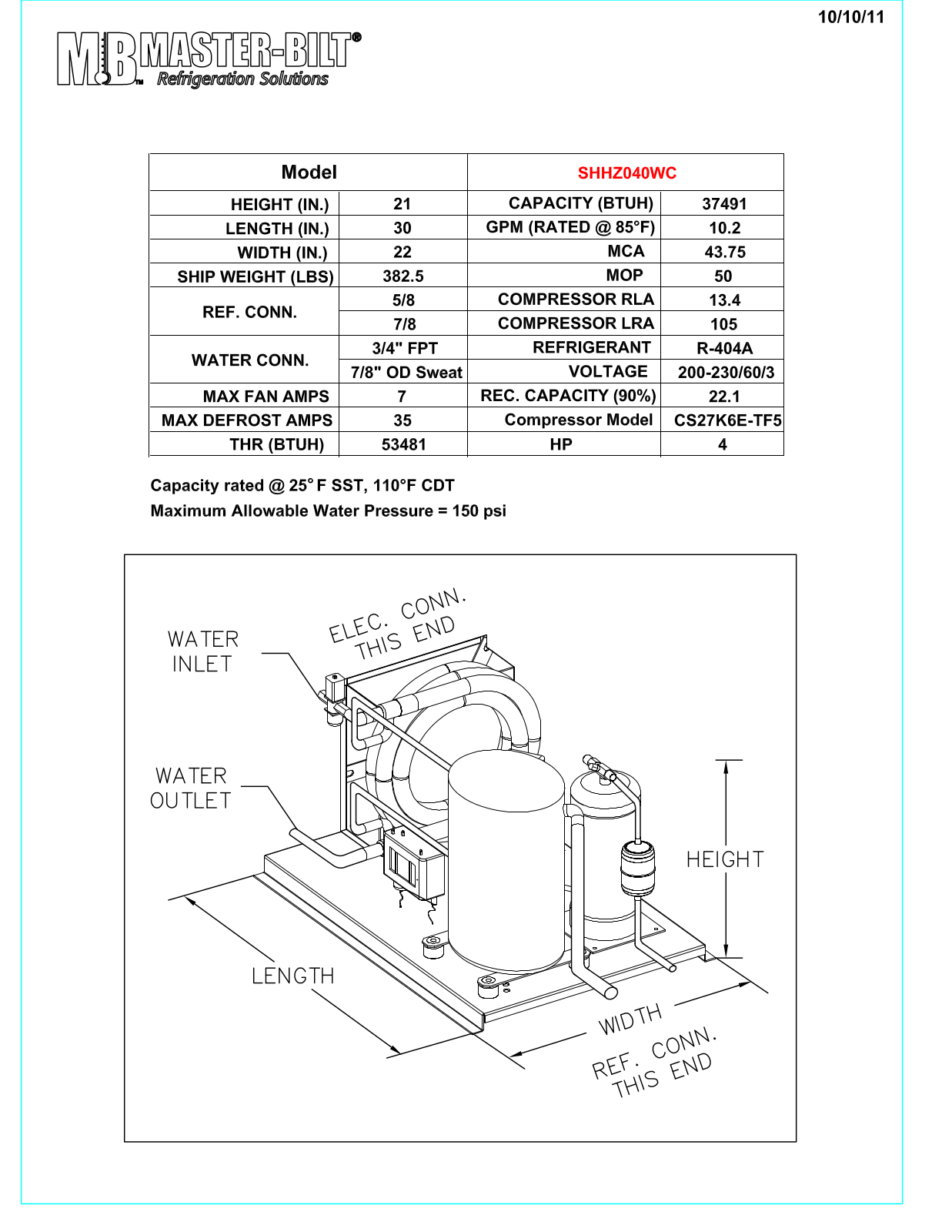 Master-Bilt SHHZ040WC User Manual