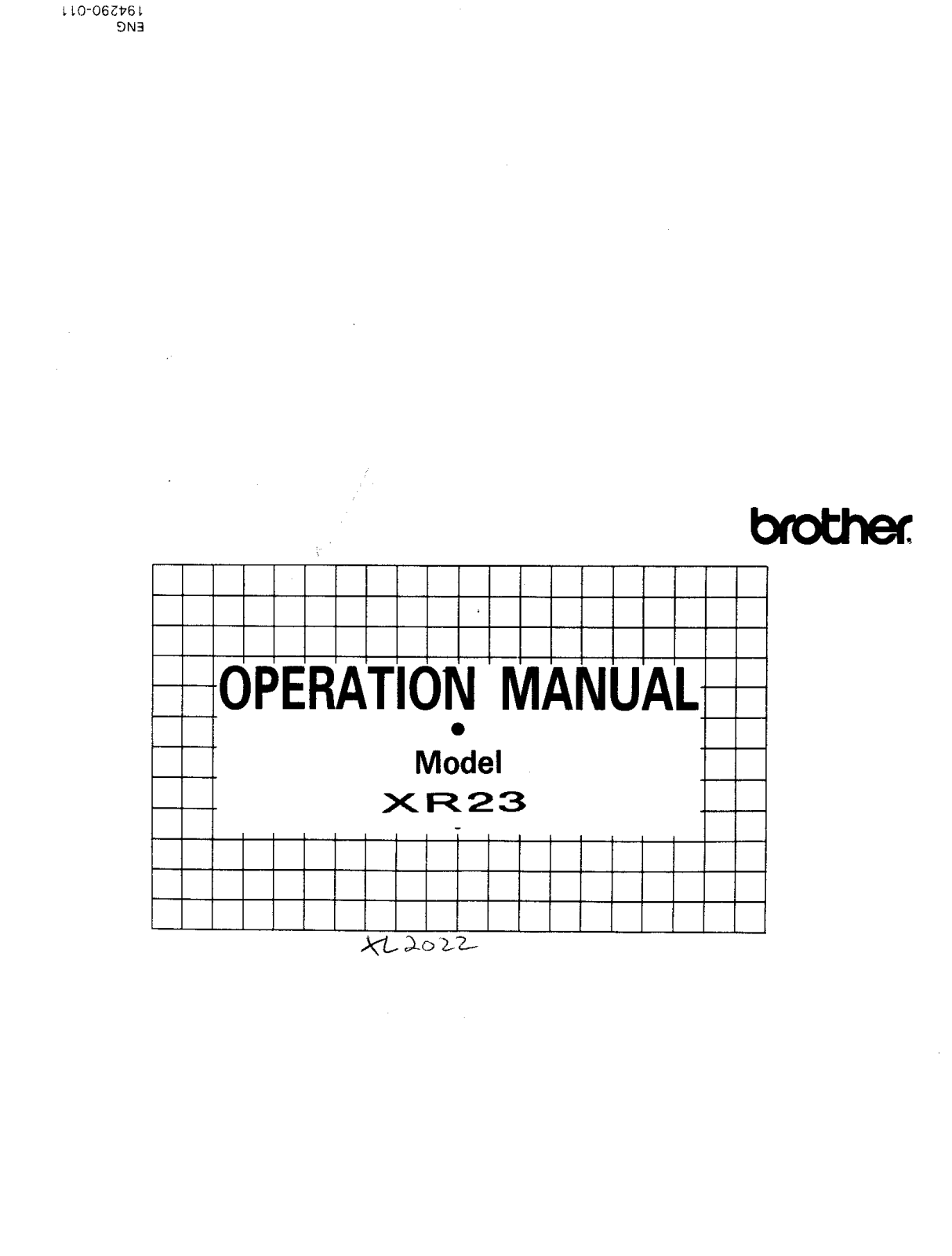 Brother XL-2022 Owner's Manual
