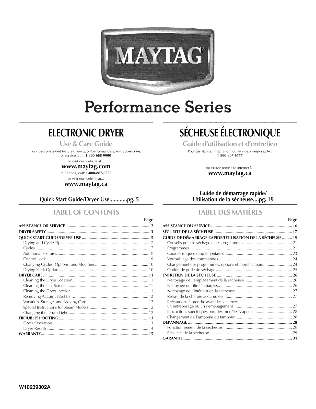 Maytag MGDE500WJ0, MGDE400XW1, MGDE900VW2, MGDE900VW1, MGDE900VJ2 Owner’s Manual
