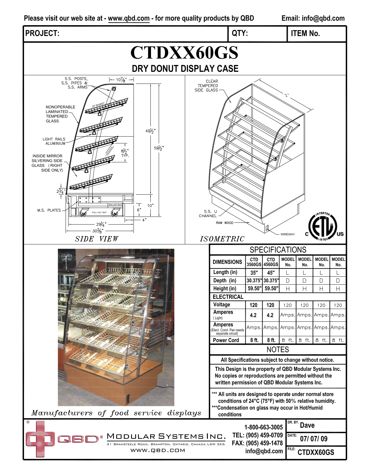 QBD CTDXX60GS User Manual