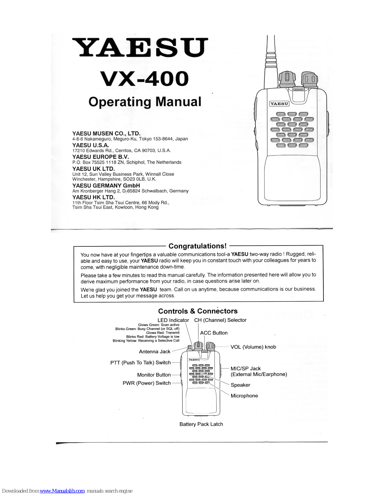 Yaesu VX-400 Operating Manual