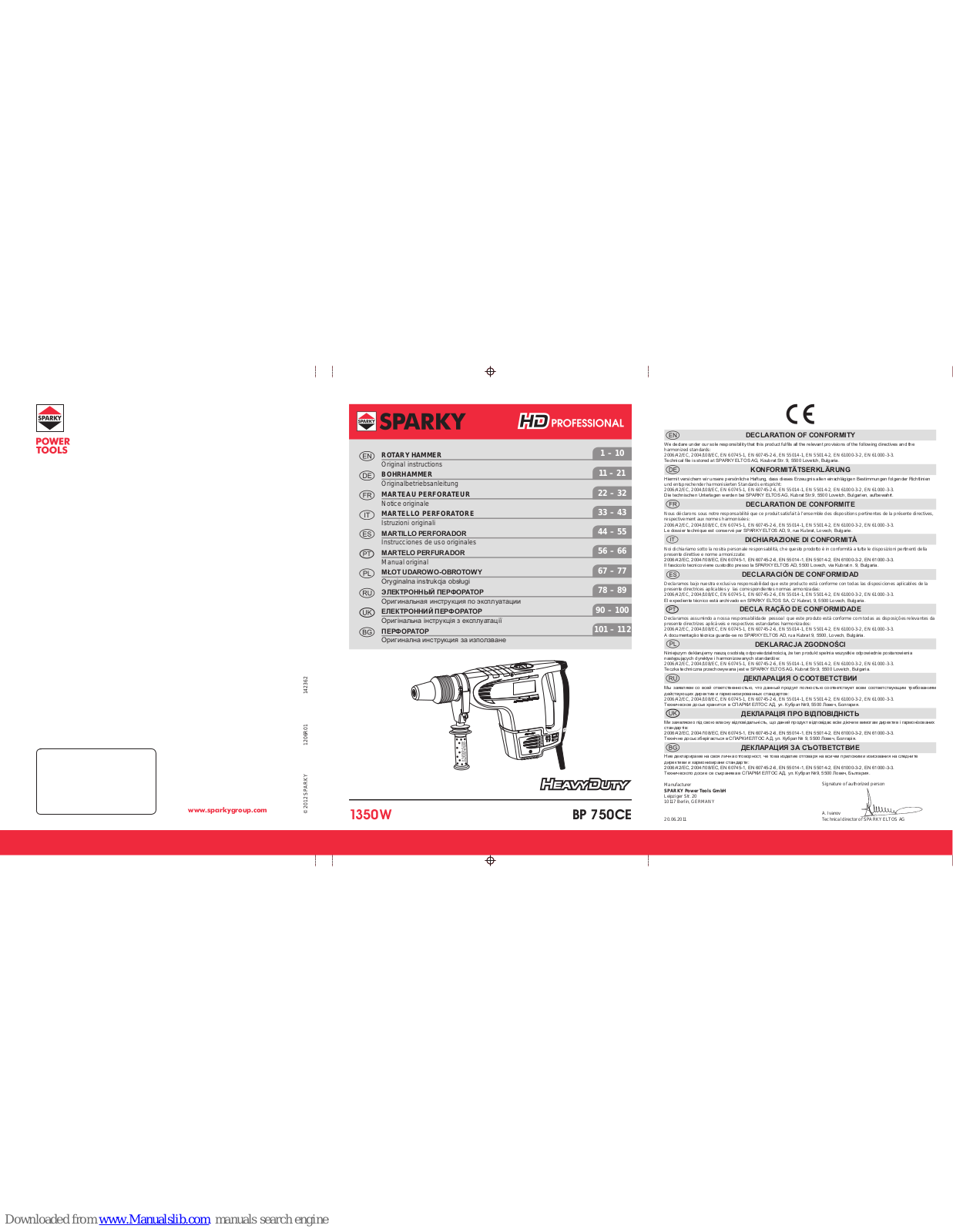 Sparky Group BP 750CE Original Instructions Manual