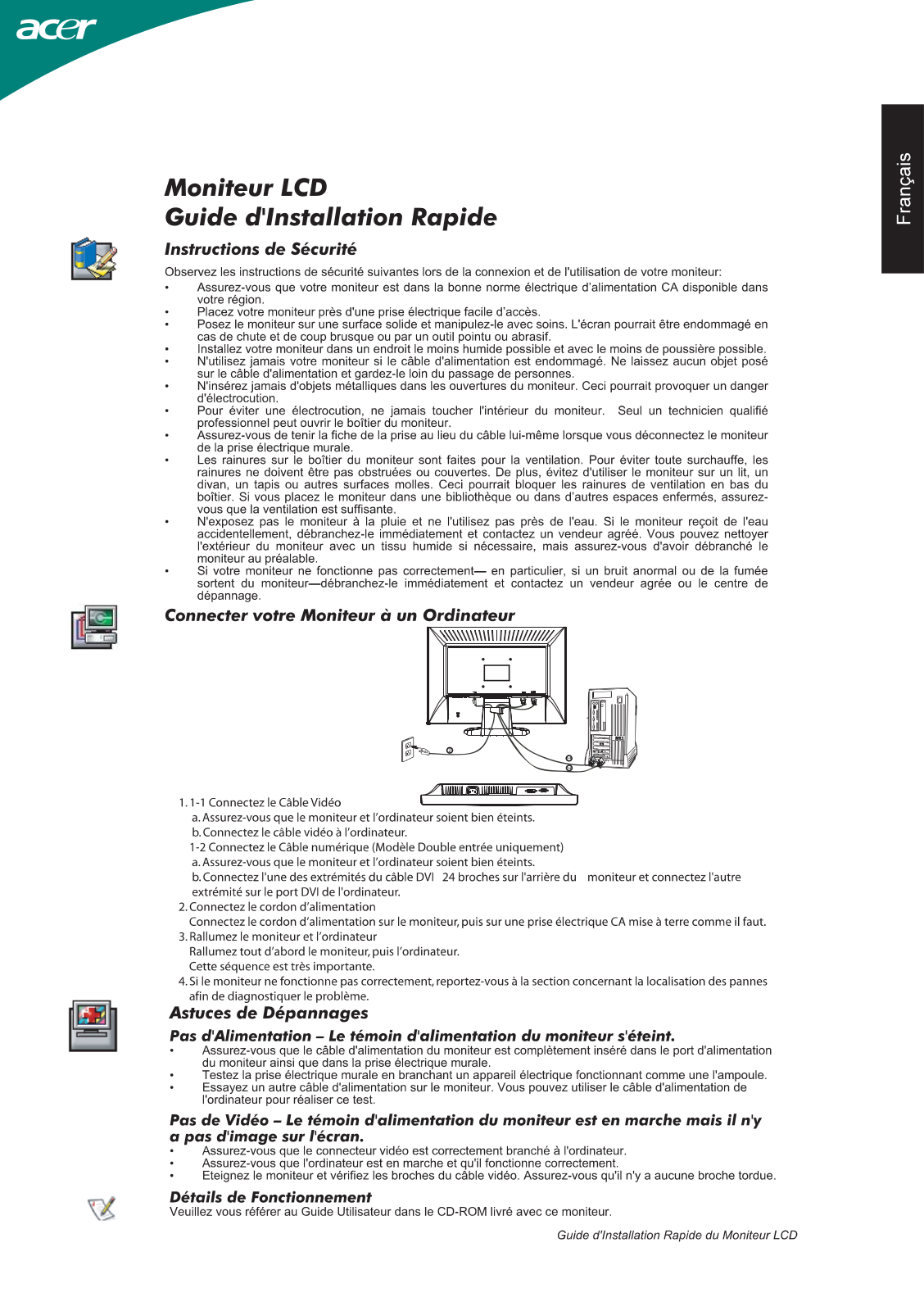 Acer AL2202W, AL2002W Installation Manual