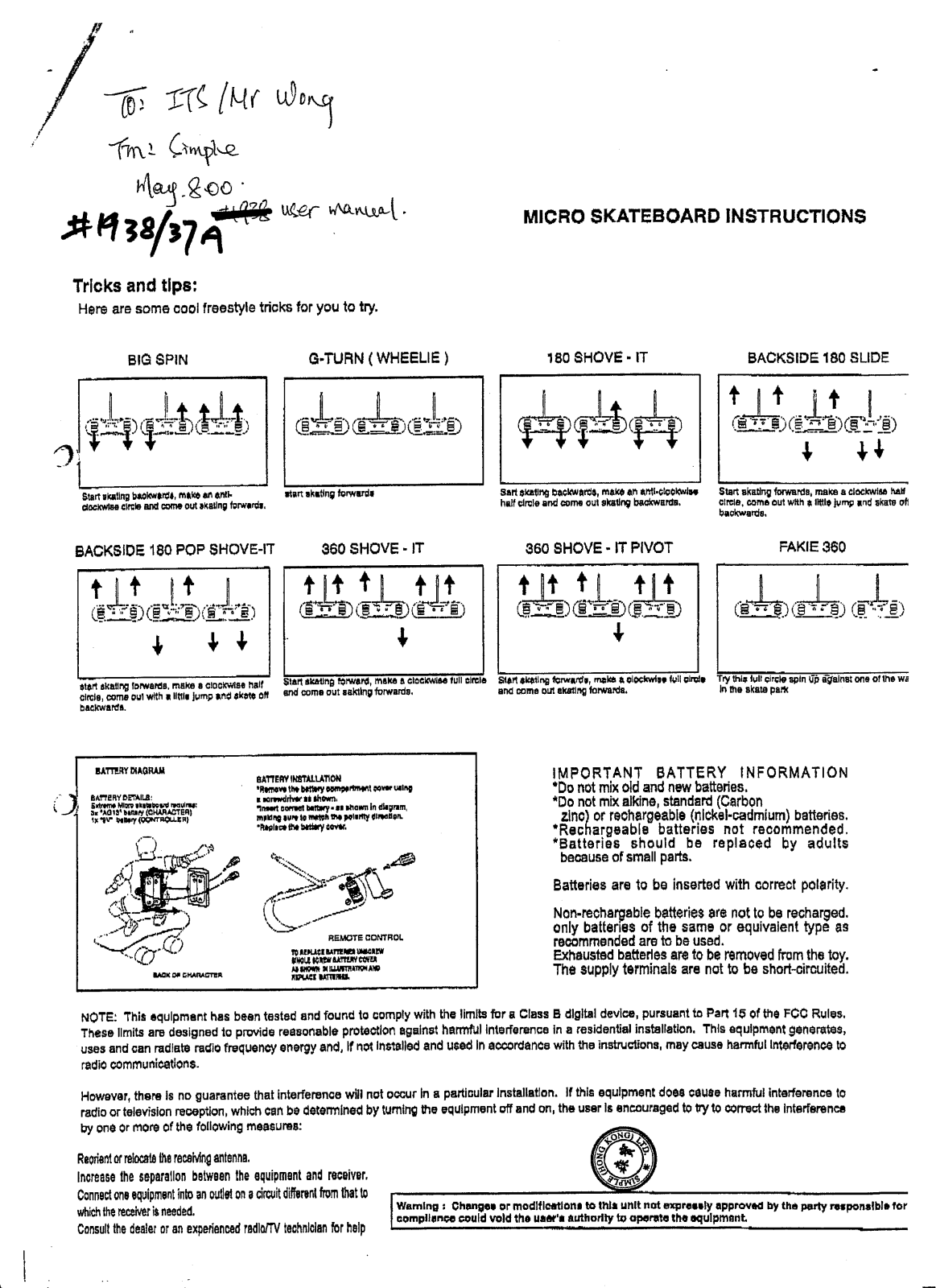 WowWee Group 1938 User Manual