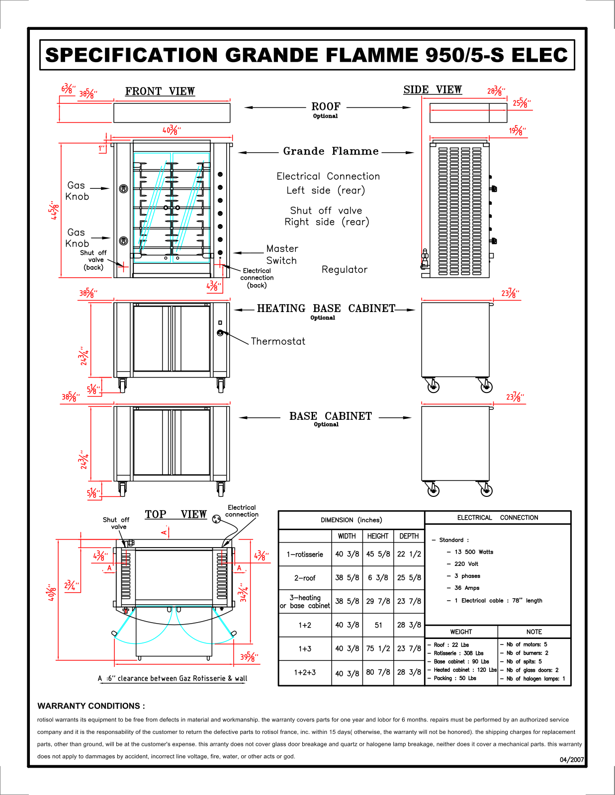 Rotisol 950 5 S ELEC Specifications