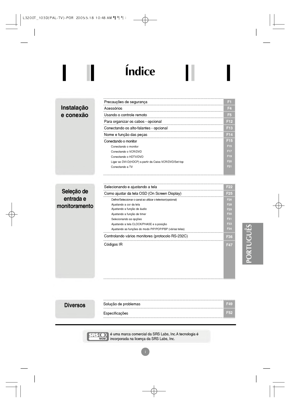 Lg L3700TF, L4200TF, L3700T, L3200TFK, L4200TFK User Manual