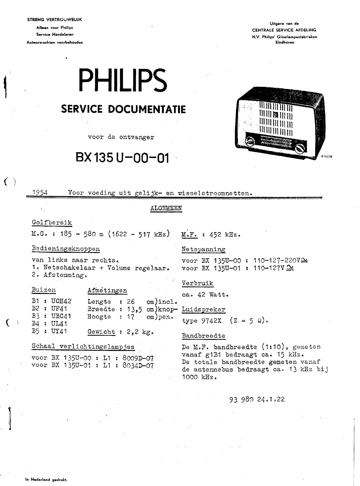 Philips BX-135-U Service Manual