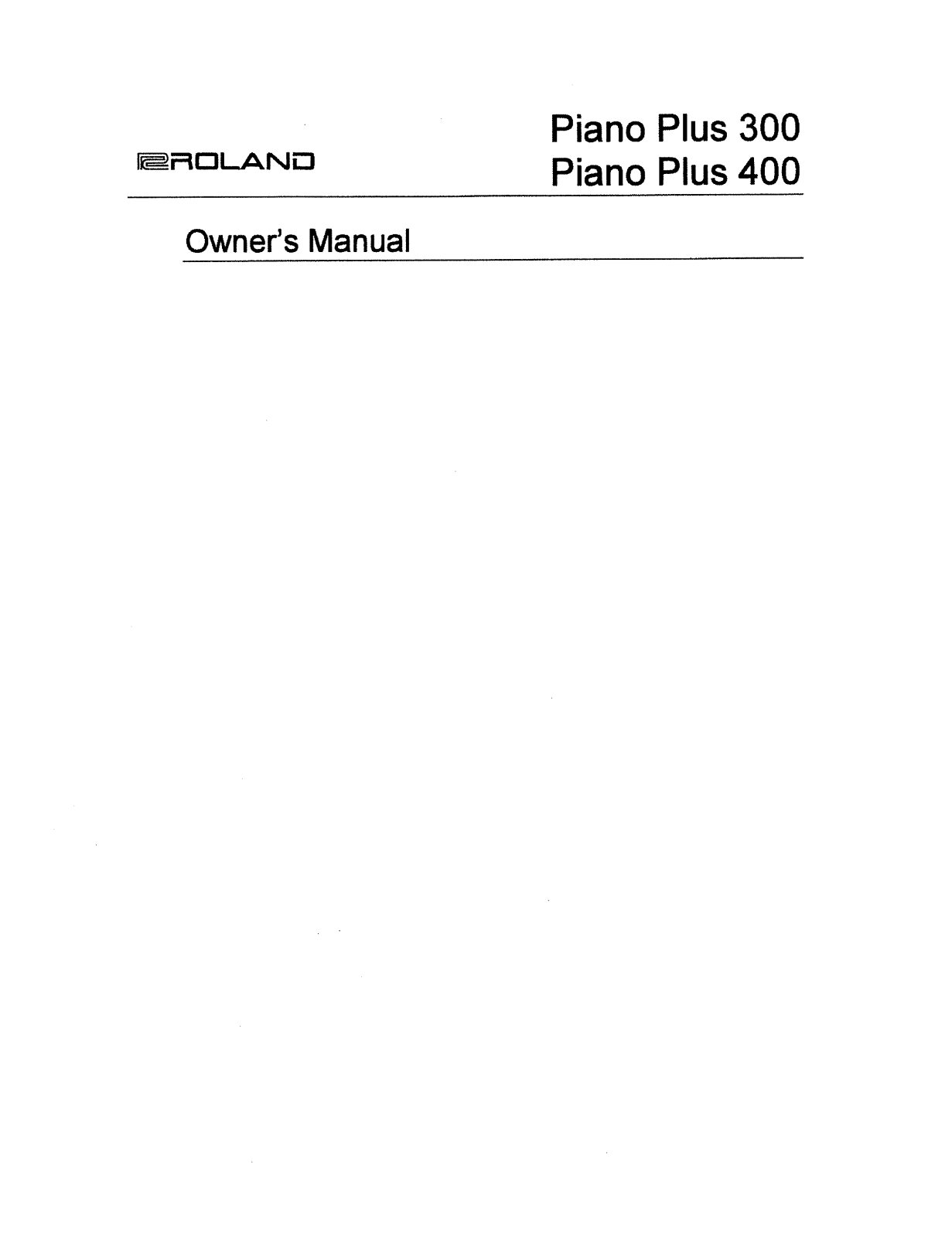 Roland Corporation HP-400 Owner's Manual