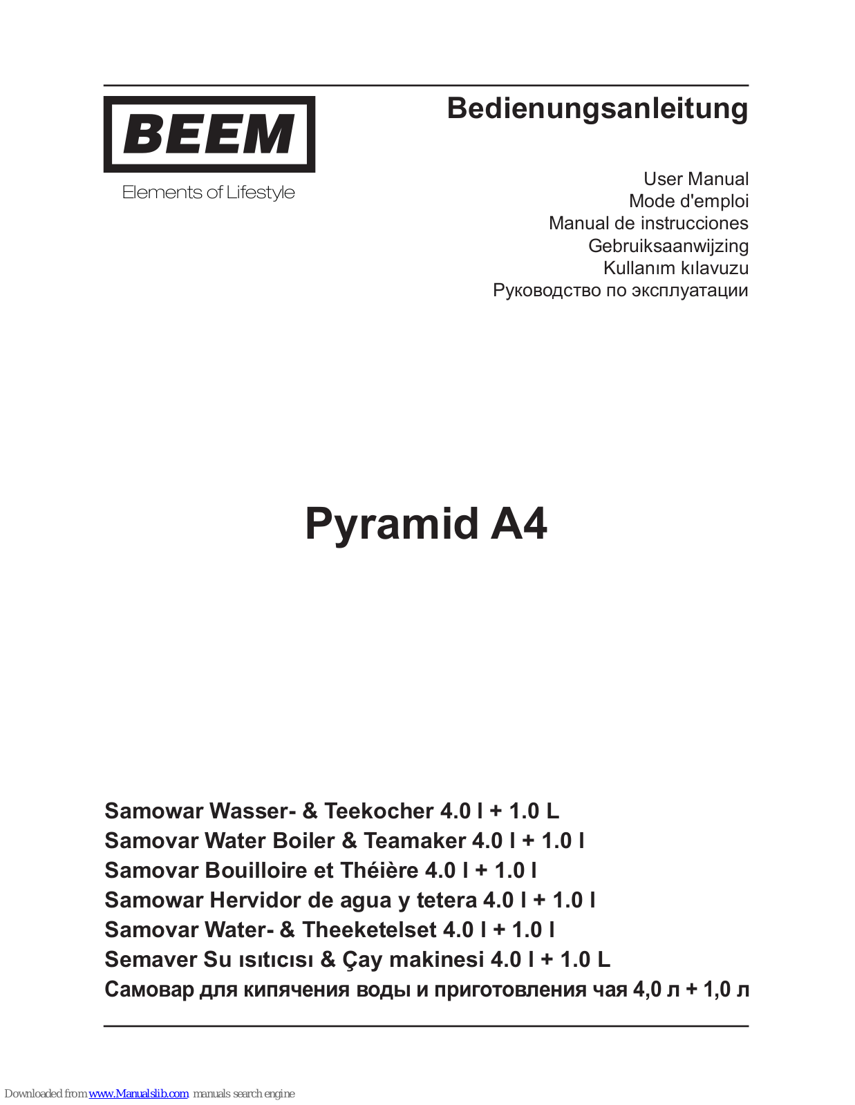 Beem Pyramid A4 User Manual - ManualMachine.com
