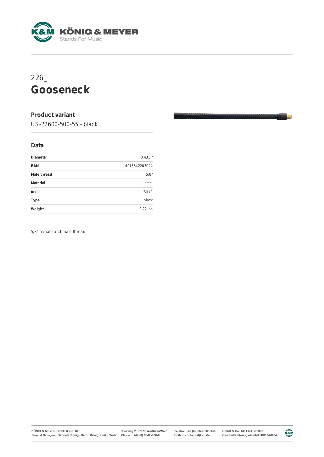 K&M 226 Data Sheet