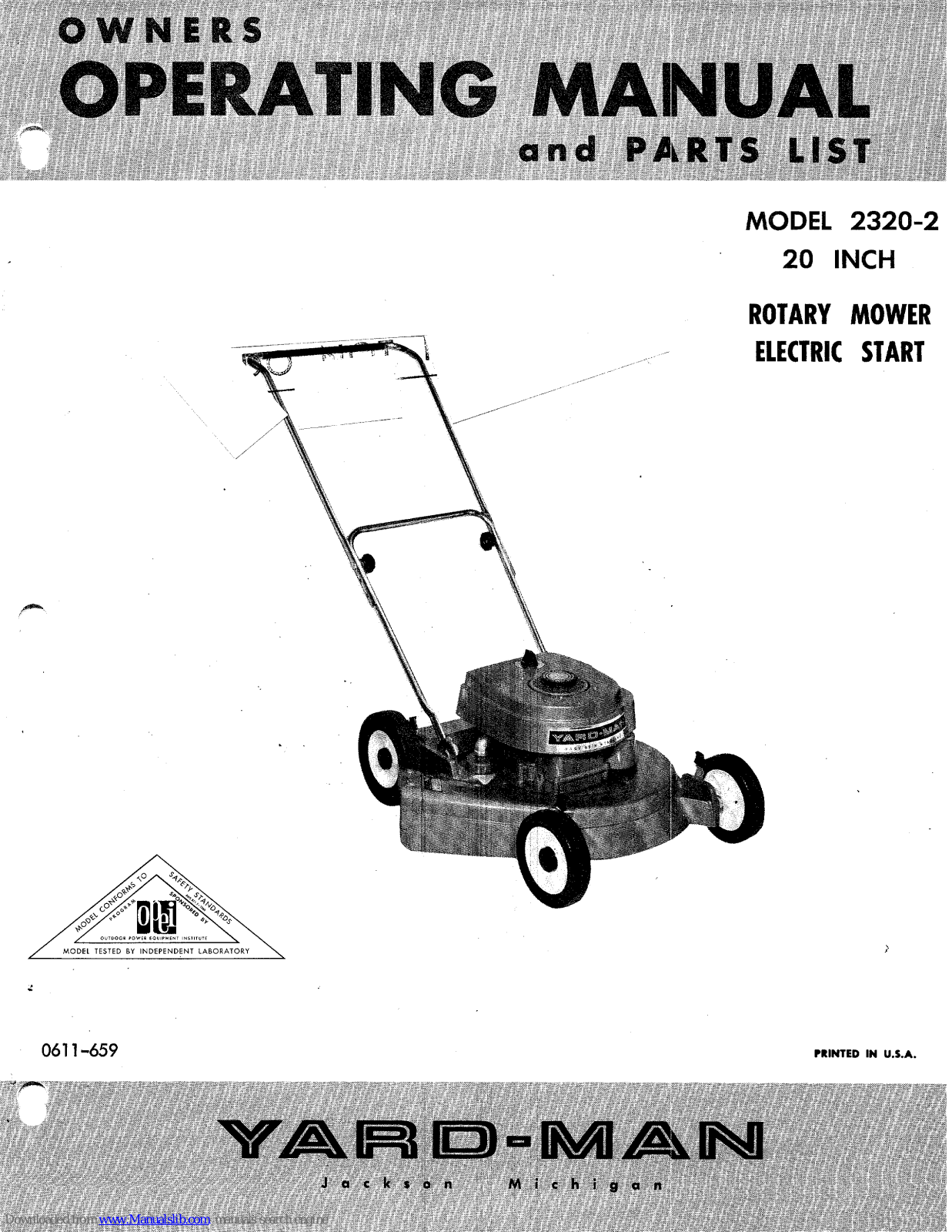 Yard-Man 2320-2 Operating Manual And Parts List