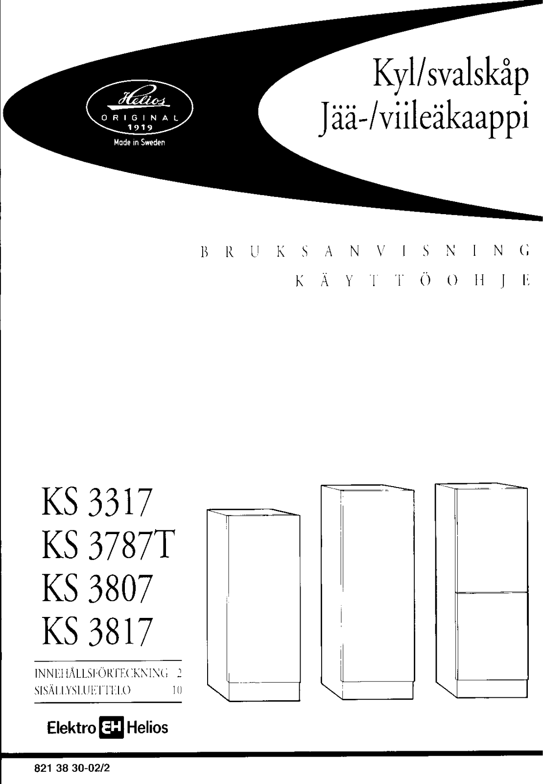 Elektro helios KS3787T, KS3817, KS3807, KS3317 User Manual