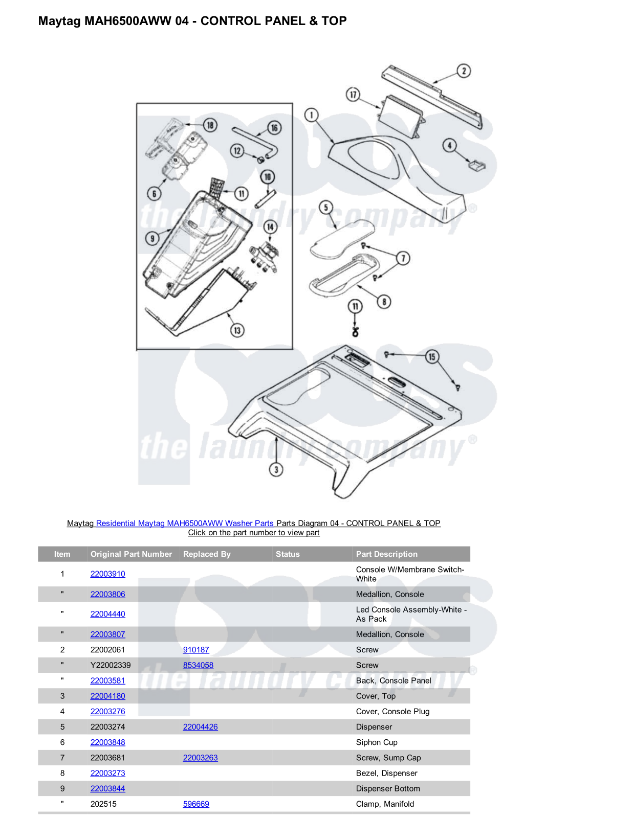 Maytag MAH6500AWW Parts Diagram