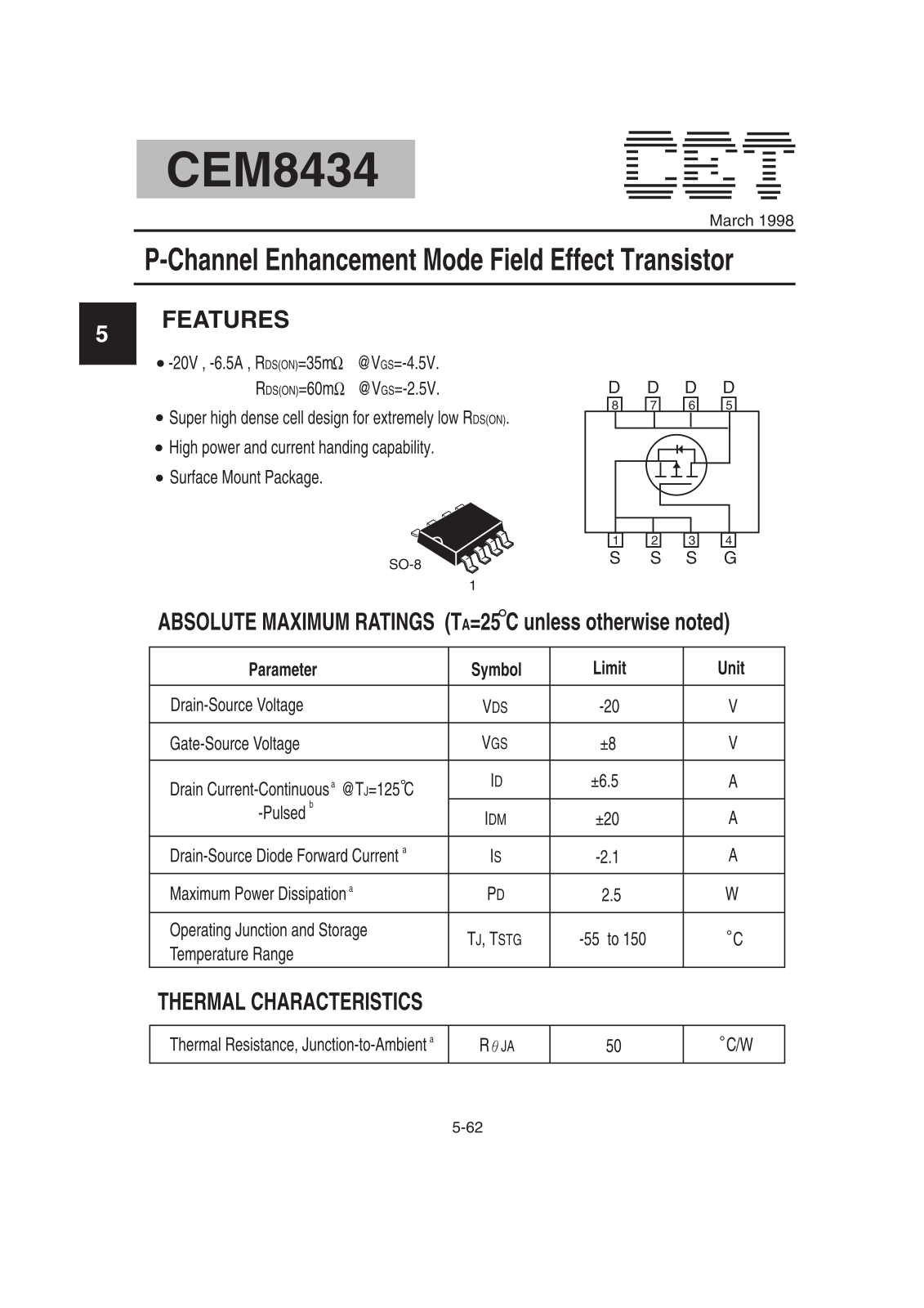 Datasheet CEM8434 Datasheet (CET) - ManualMachine.com