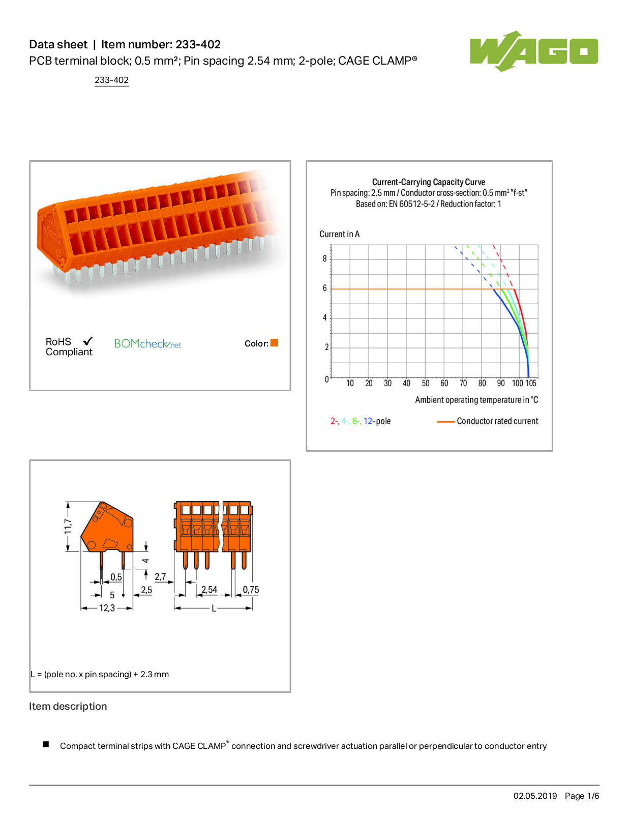 Wago 233-402 Data Sheet