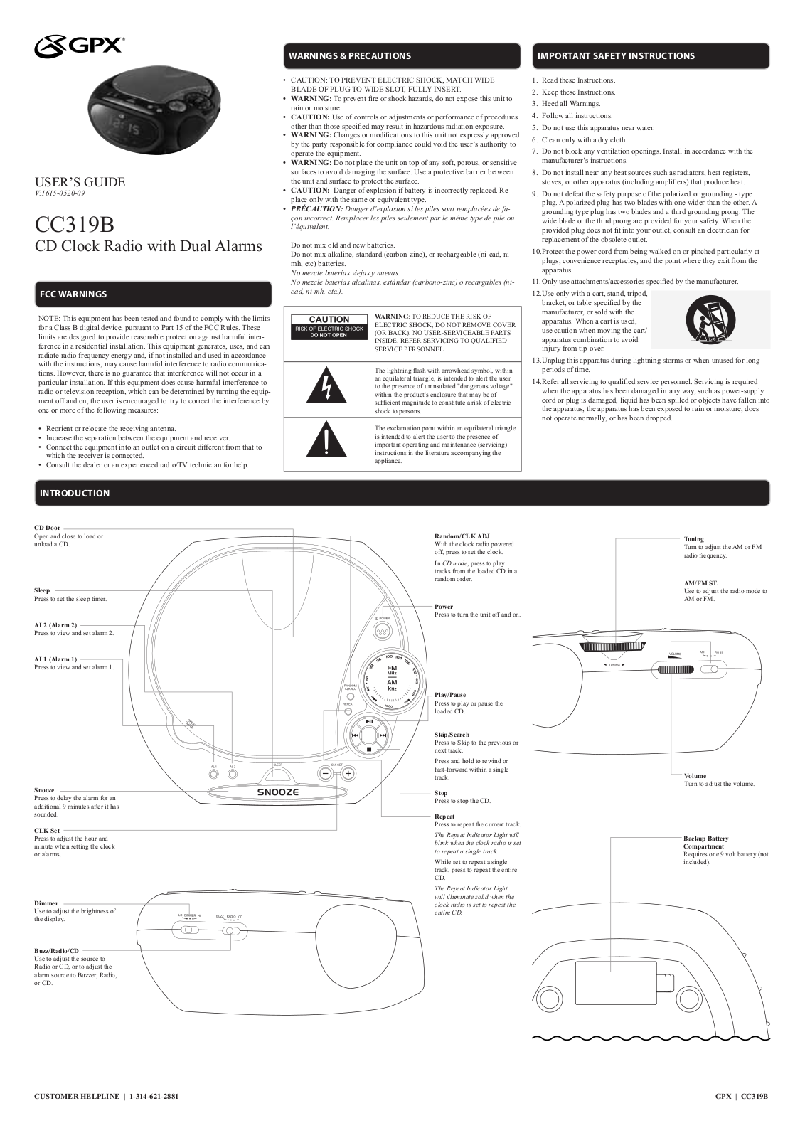 GPX CC319B User Manual