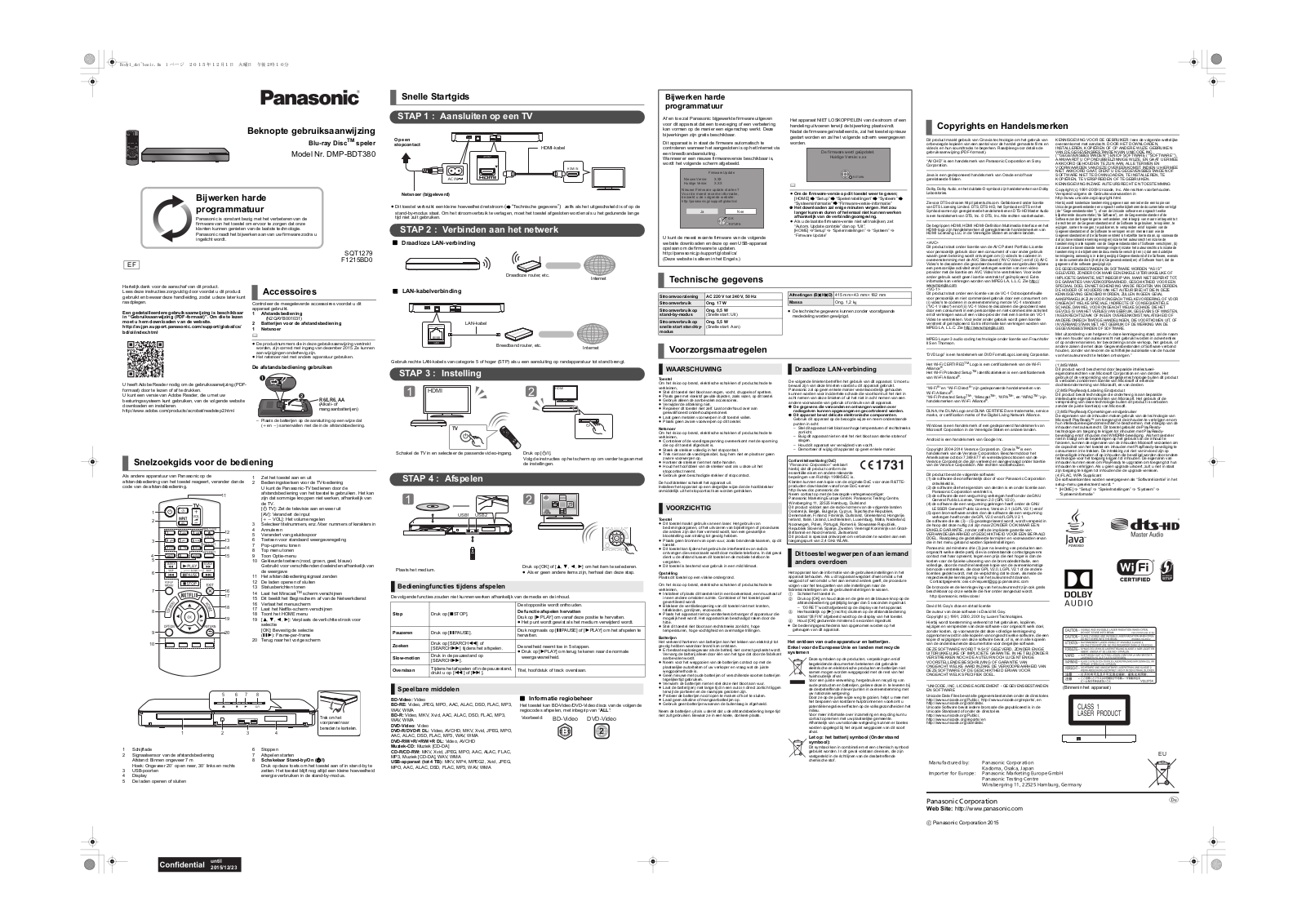 PANASONIC DMP-BDT380EF User Manual