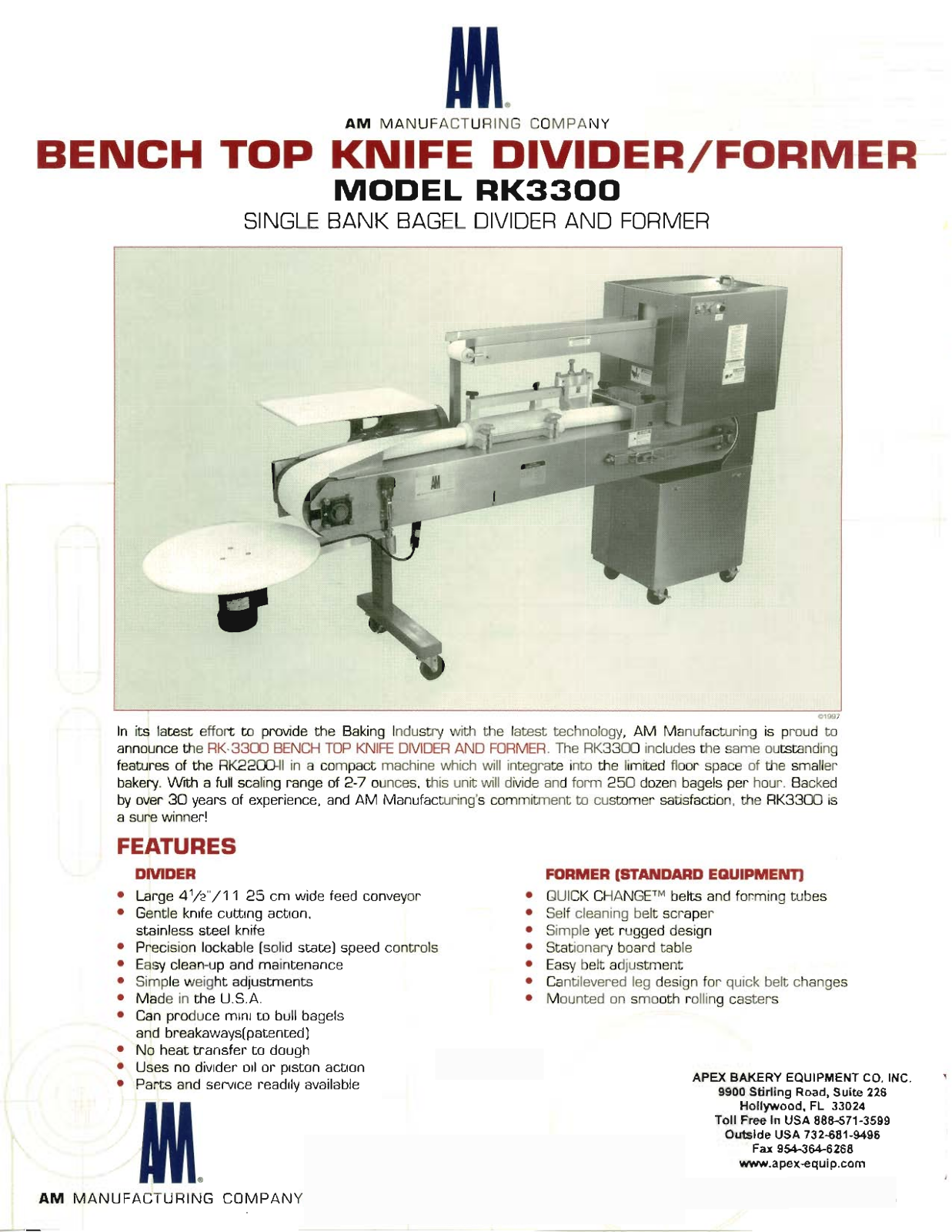 Apex Bakery RK3300 User Manual