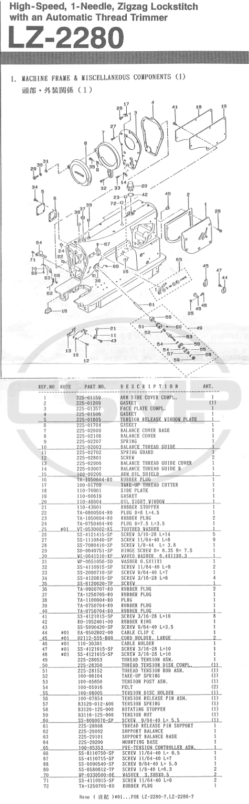 Juki LZ2280 Parts Book