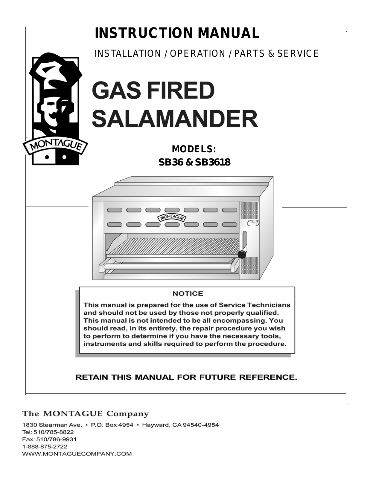 Montague SB36-C Service Manual