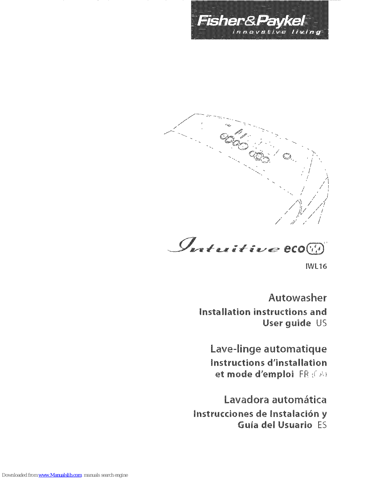 Fisher & Paykel Intuitive ECO IWL16 Installation Instructions And User Manual - ManualMachine.com