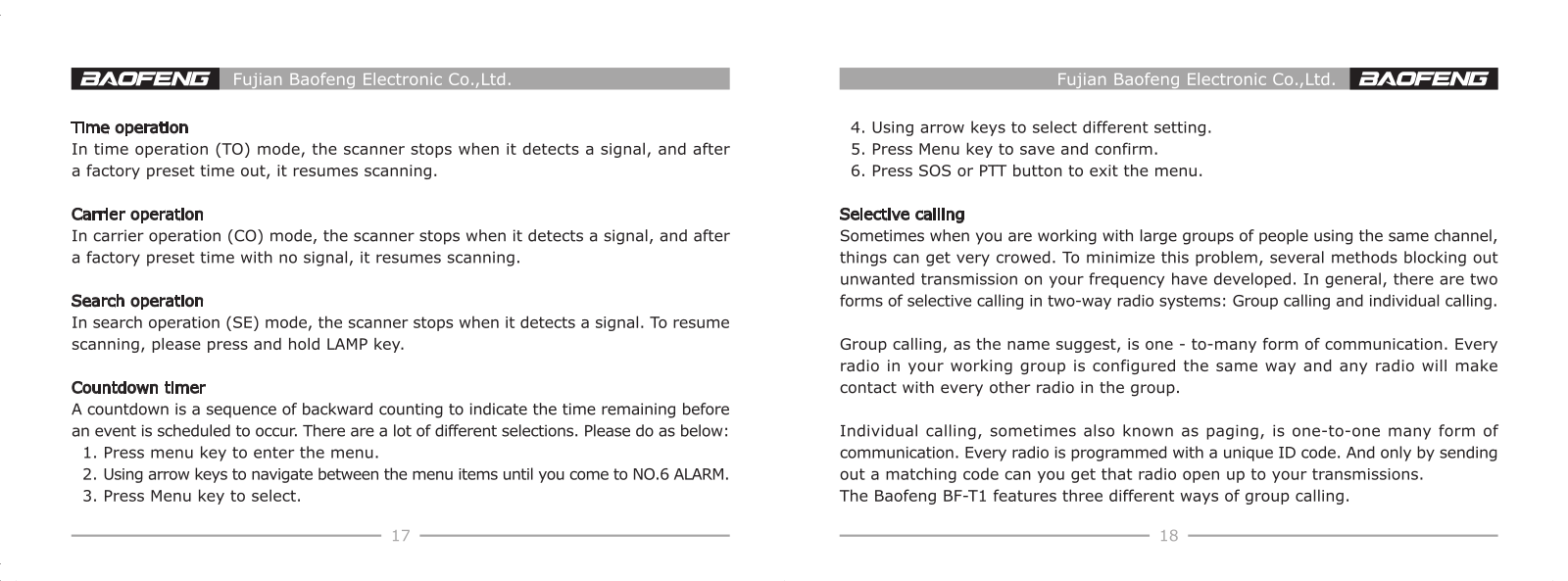 PO FUNG ELECTRONIC BFT1 User Manual