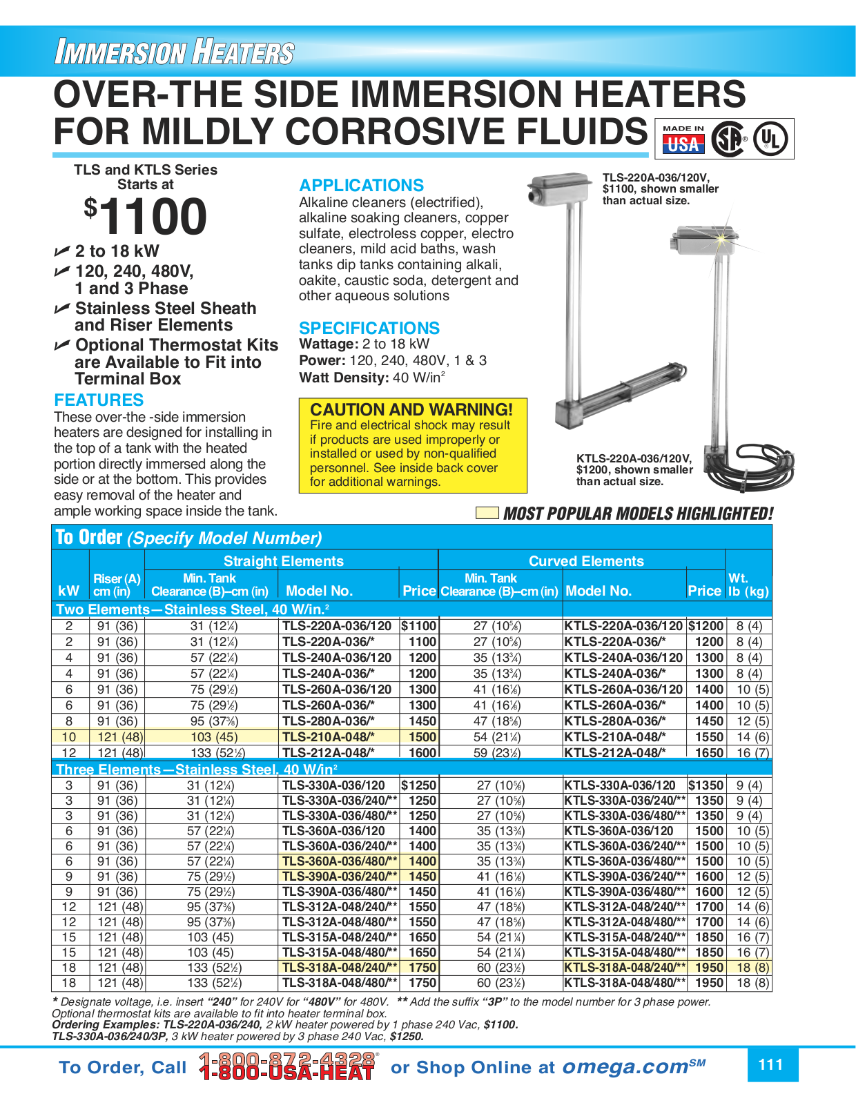 Omega Products KTLS-220A-036-240 User Manual