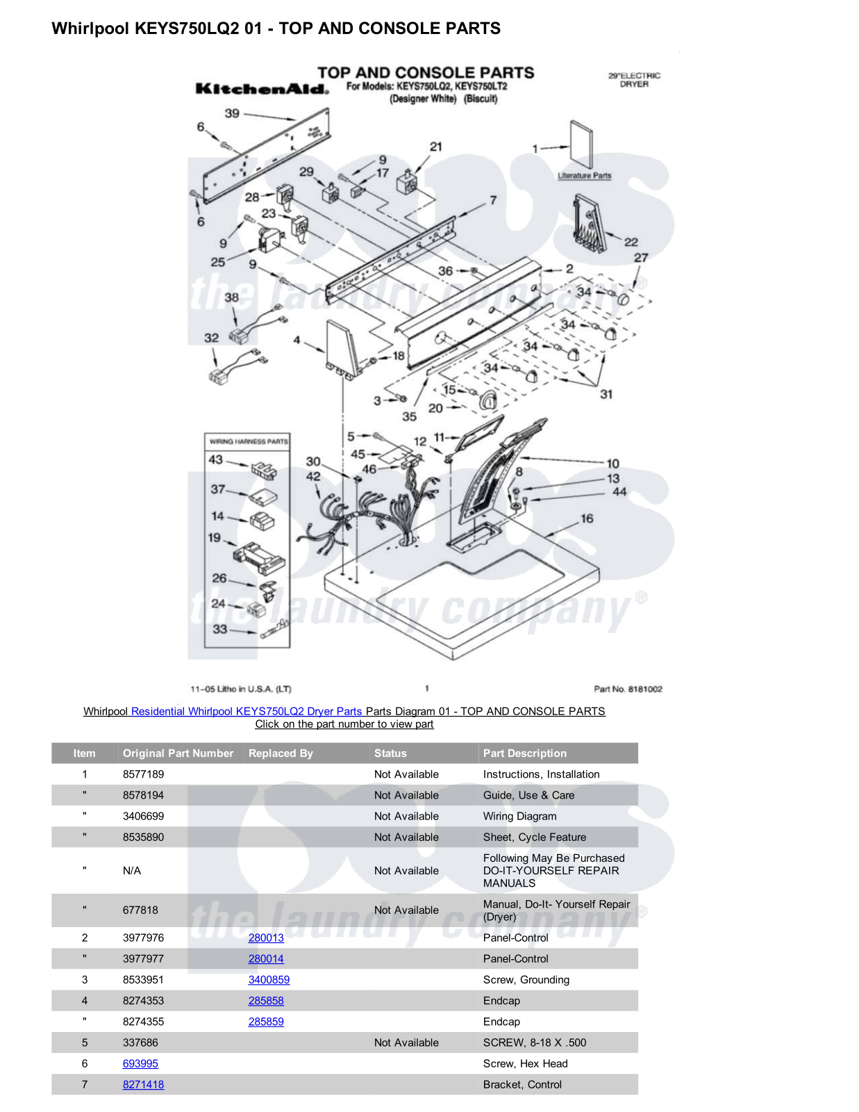 Whirlpool KEYS750LQ2 Parts Diagram