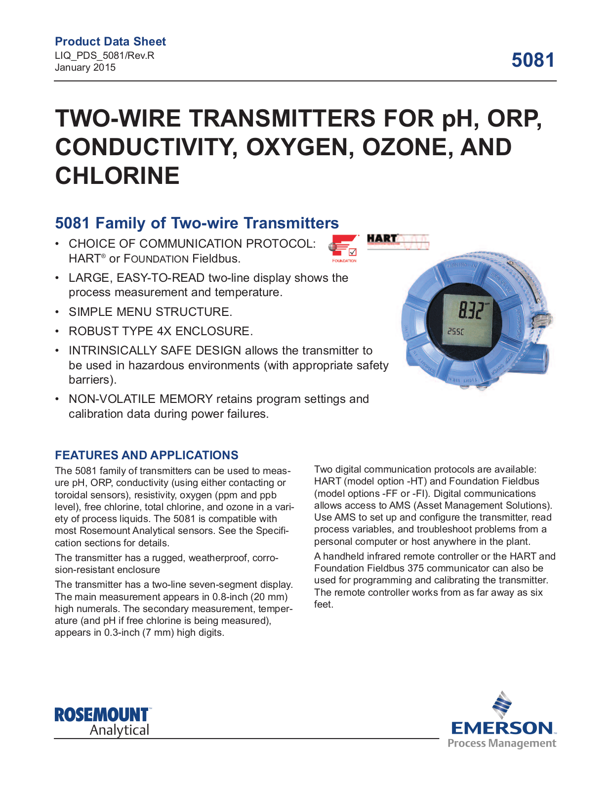 Rosemount Analytical 5081 Specifications