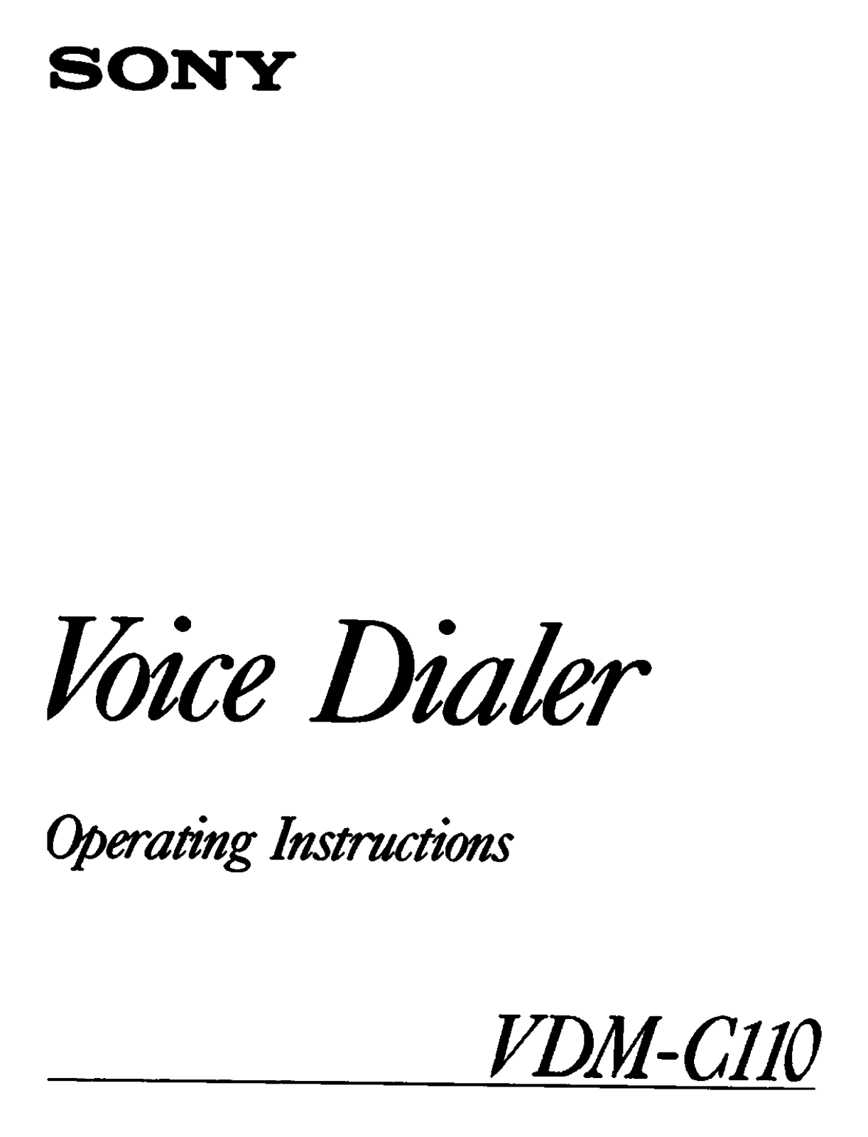 Sony VDMC110 User Manual