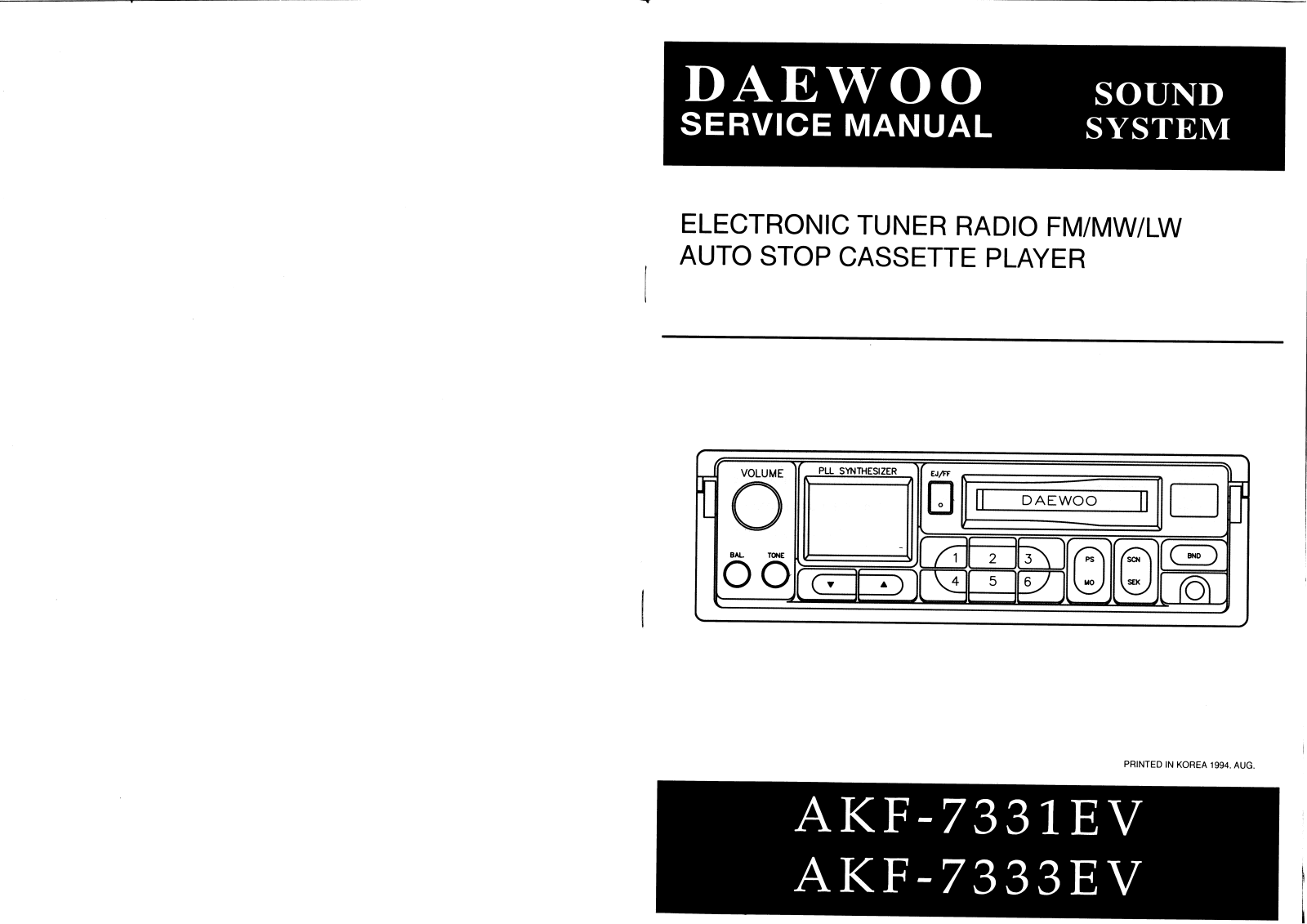 Daewoo AKF-7331 EV Service Manual
