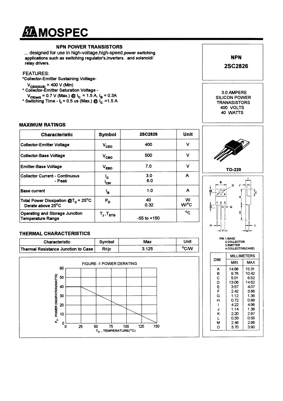 MOSPEC 2SC2826 Datasheet