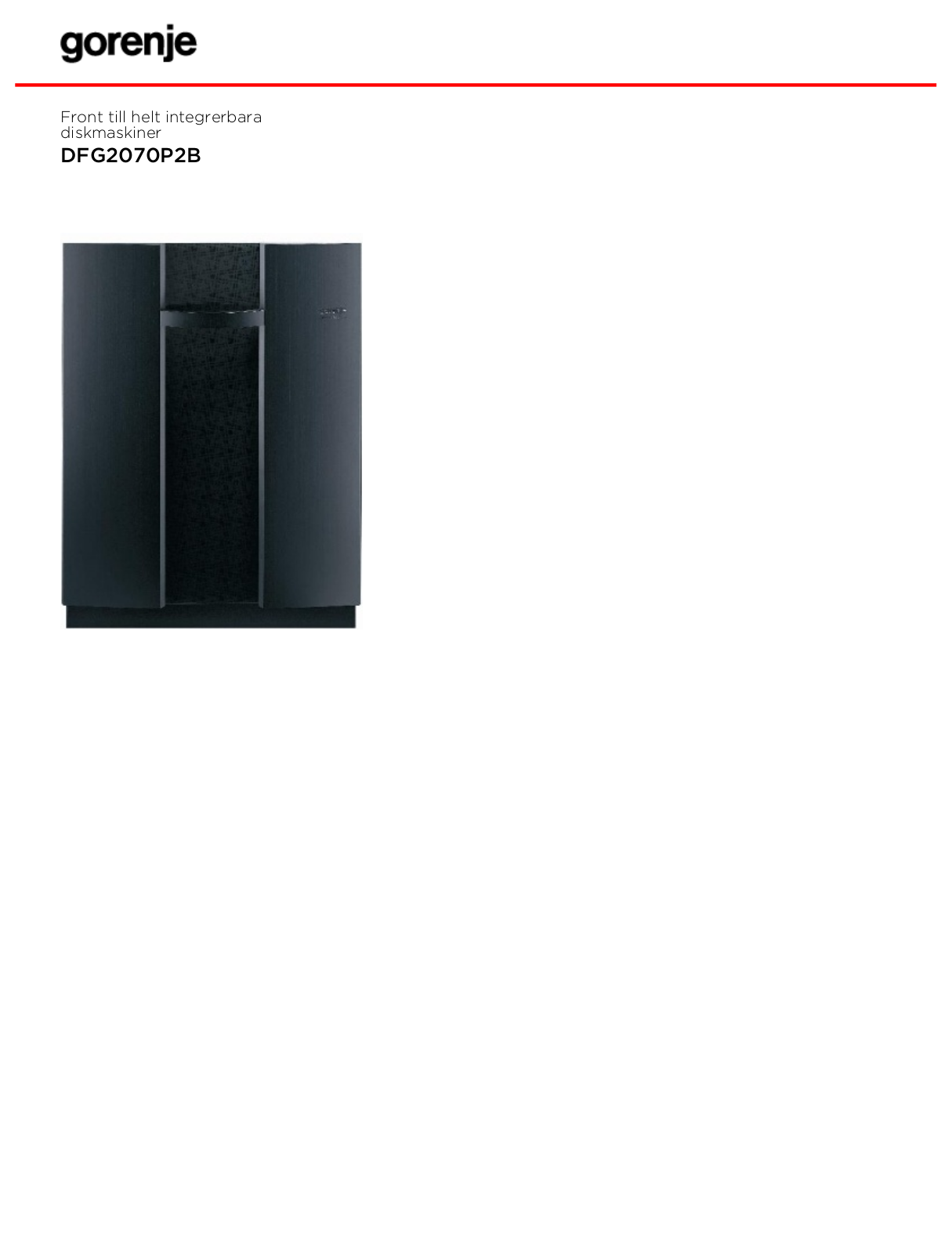 Gorenje DFG2070P2B BROCHURE