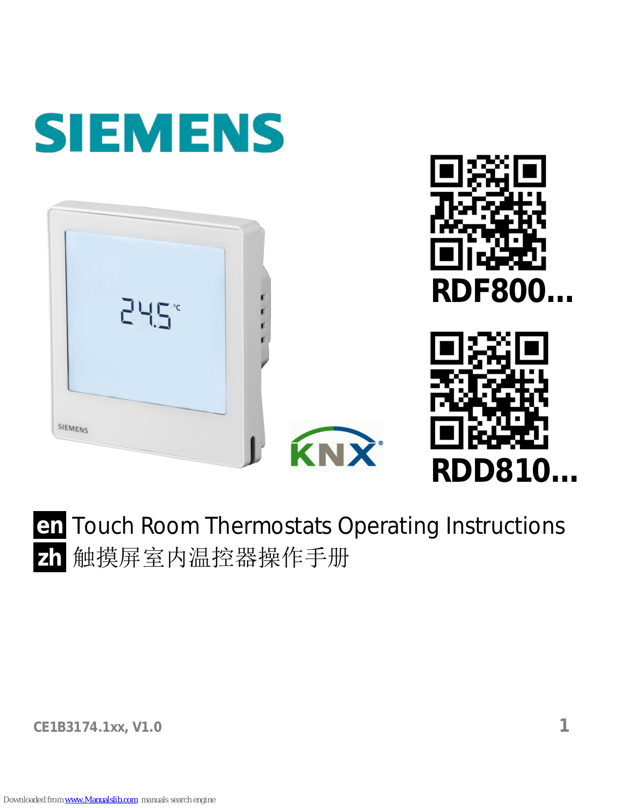 Siemens RDF800, RDD810 Operating Instructions Manual