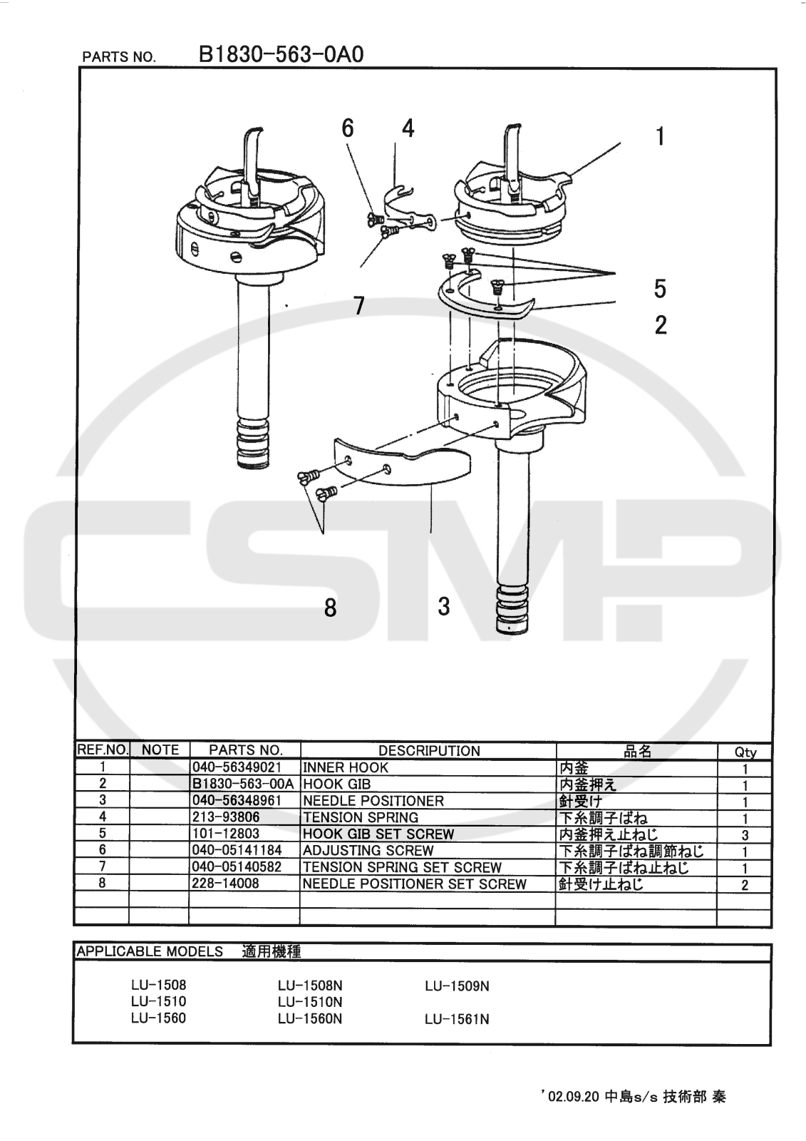 Juki B18305630A0 Parts Book