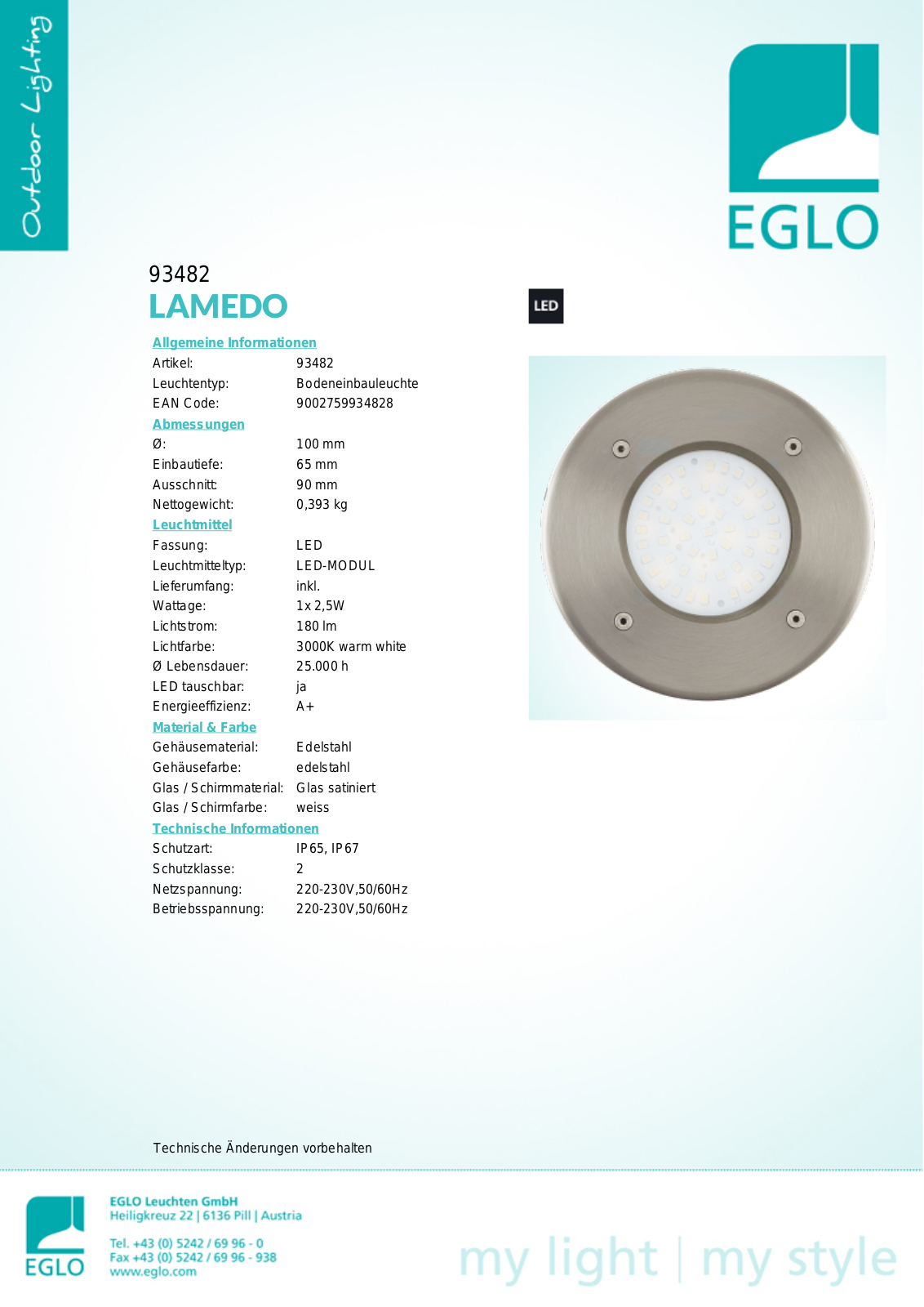 Eglo 93482 Service Manual