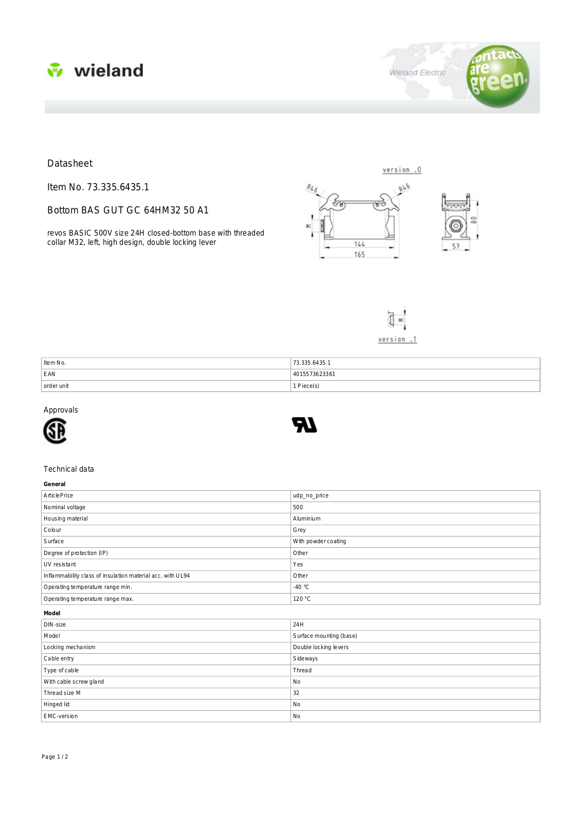 Wieland 73.335.6435.1 Data Sheet